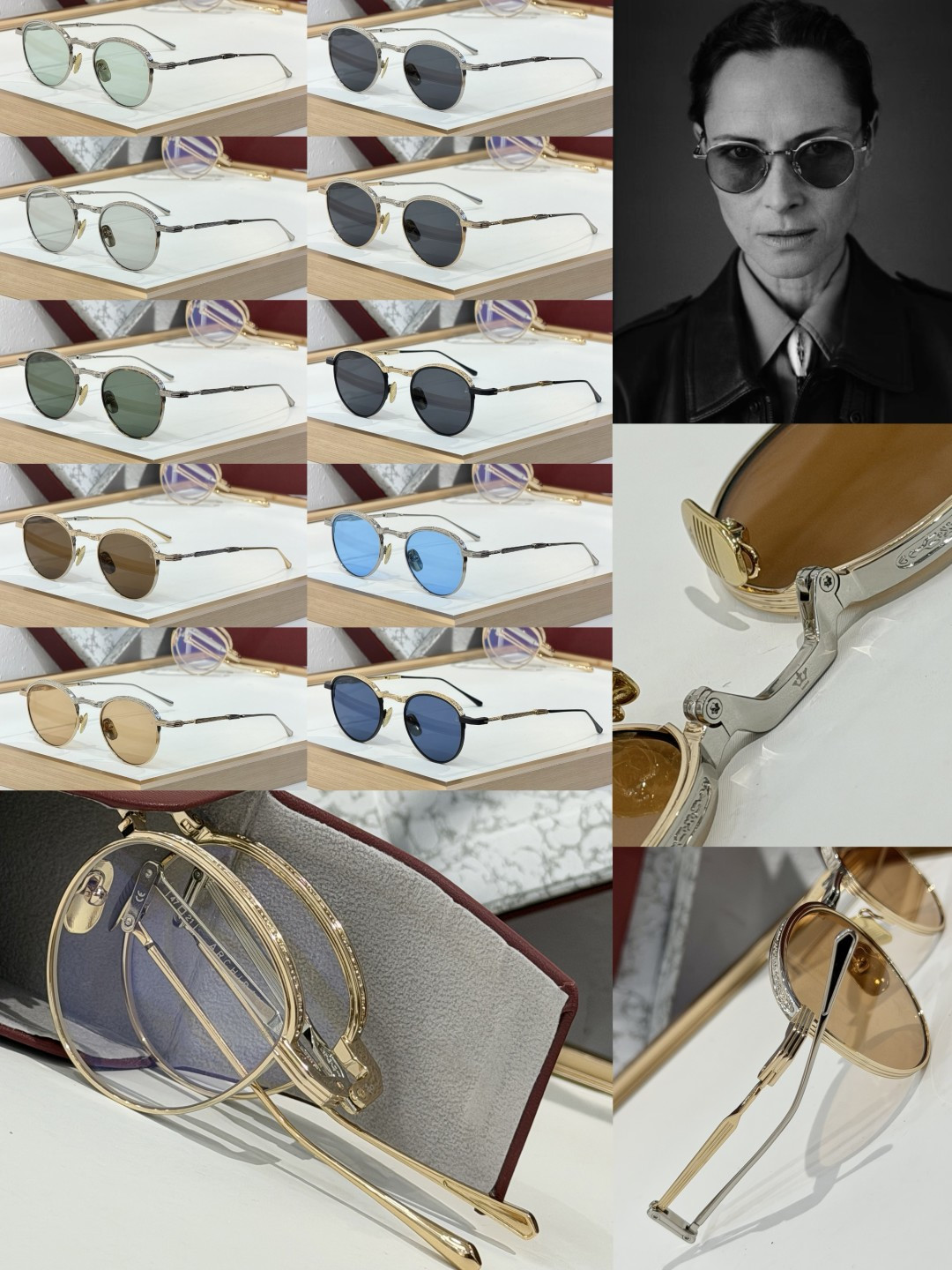 Jacques Marie Mage  -可折叠眼镜Folding glasses -定制一体式铰链 -全新药丸形斜面鼻
