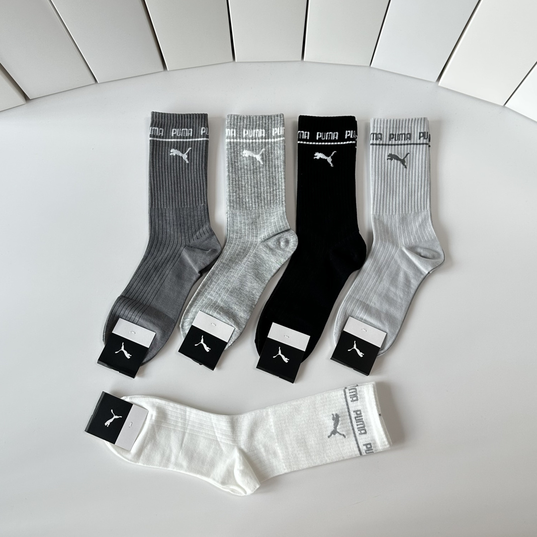 💛配专柜包装PUMA（彪马）新款中长款堆堆袜袜子！一盒五双，专柜同步筒袜袜子，💛大牌出街，潮人必备🔥超好