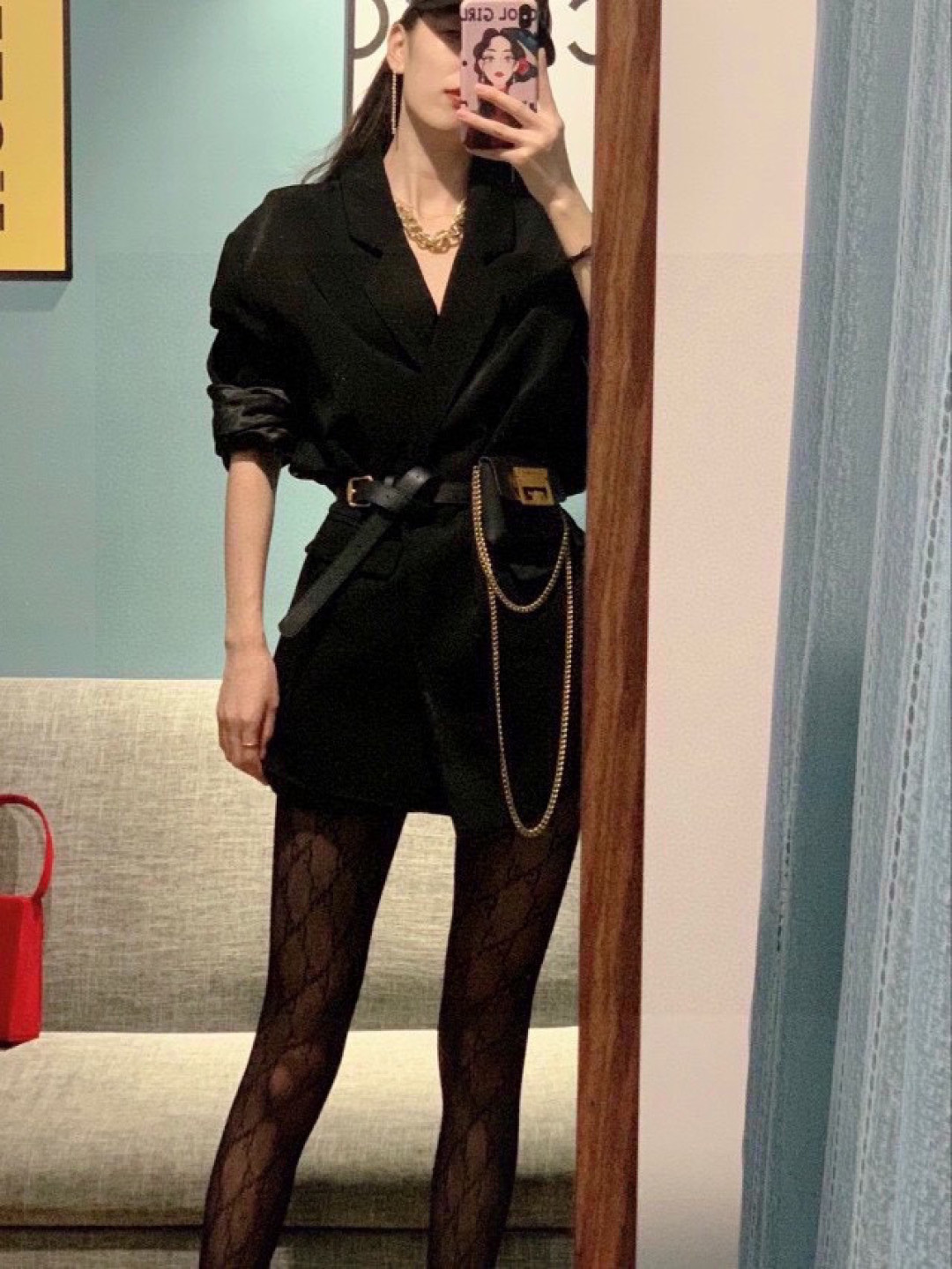 配包装官网同款GUCCI（古奇）腰部带logo连体网裤，女神丝袜必备单品[调皮][调皮]现货中🎁黑色，白