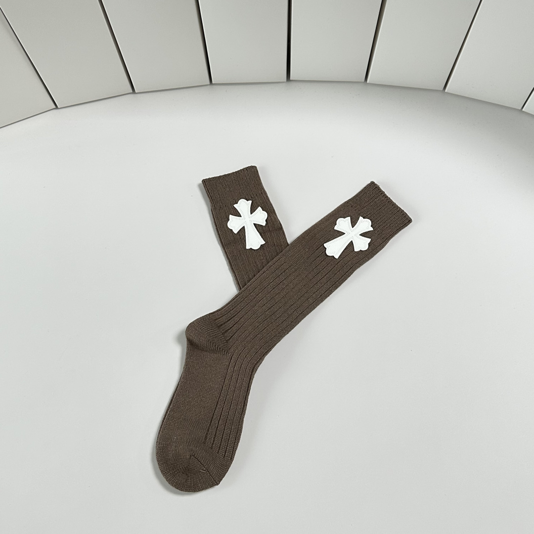 💛配包装ChromeHearts 克罗心新款经典小腿款饰品袜堆堆袜袜子！一盒一双， 专柜同步筒款袜子，💛