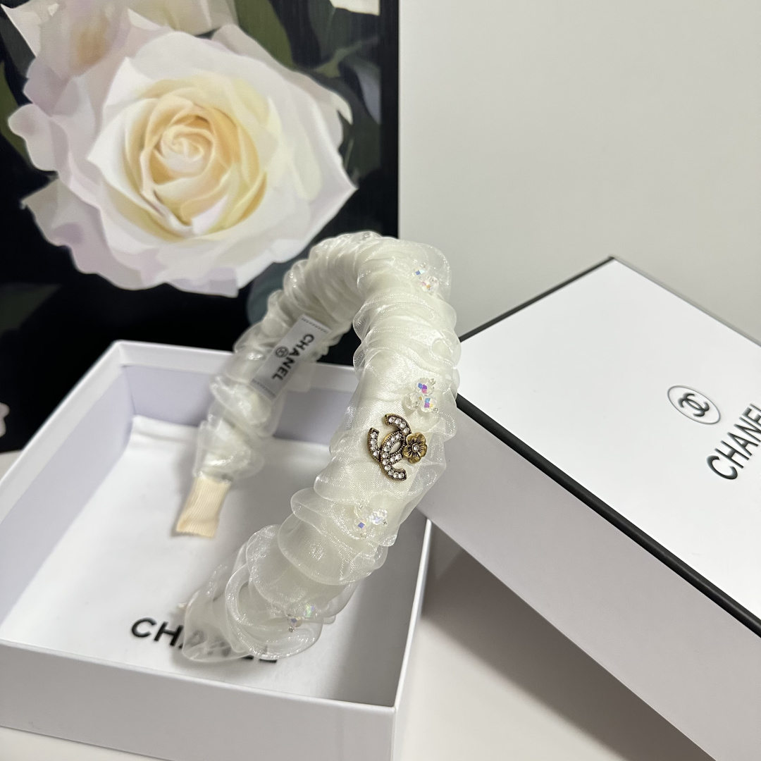配专柜包装Chanel（香奈儿）最新纱面发箍小仙女快入手特殊材质 不嘞头可盐可甜～