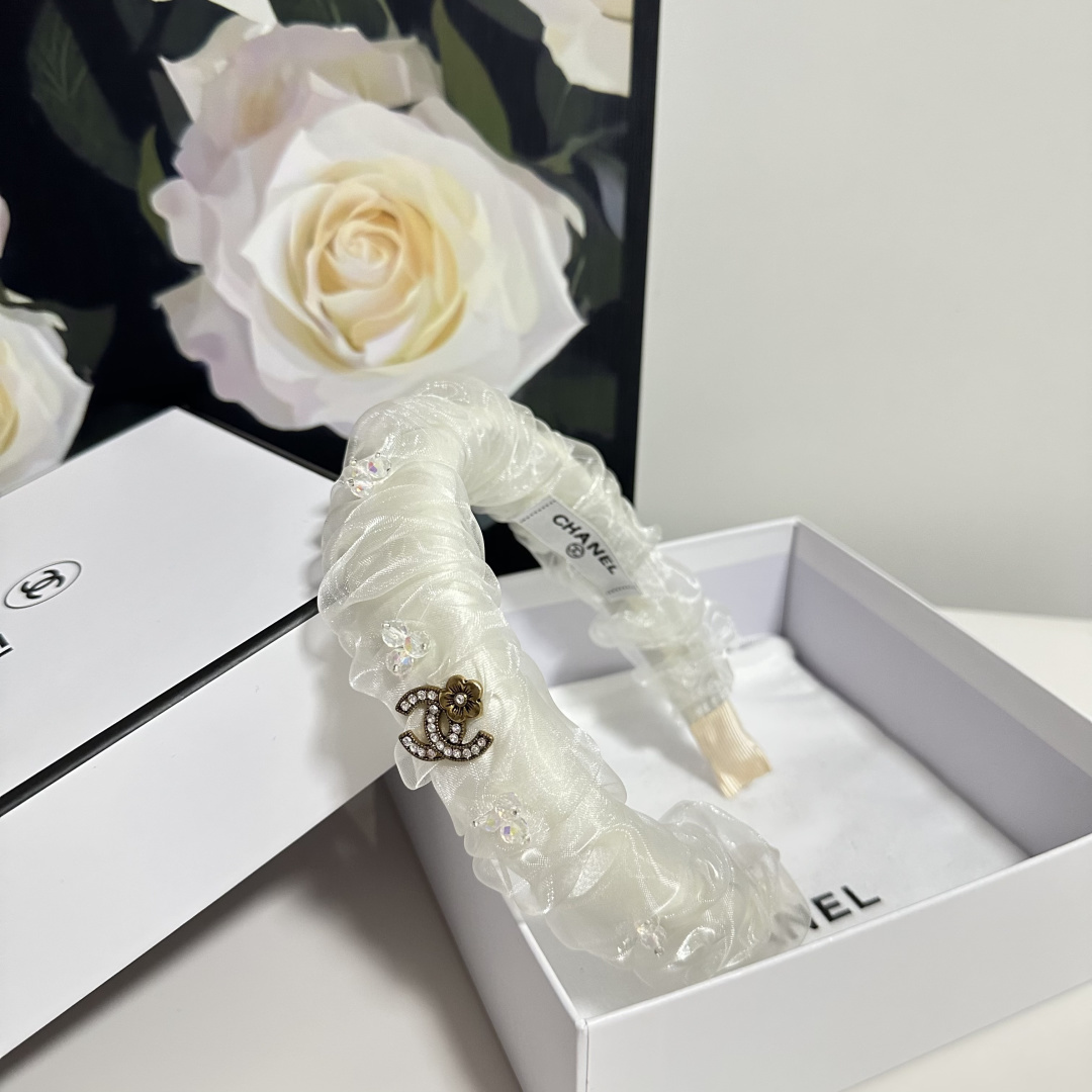 配专柜包装Chanel（香奈儿）最新纱面发箍小仙女快入手特殊材质 不嘞头可盐可甜～