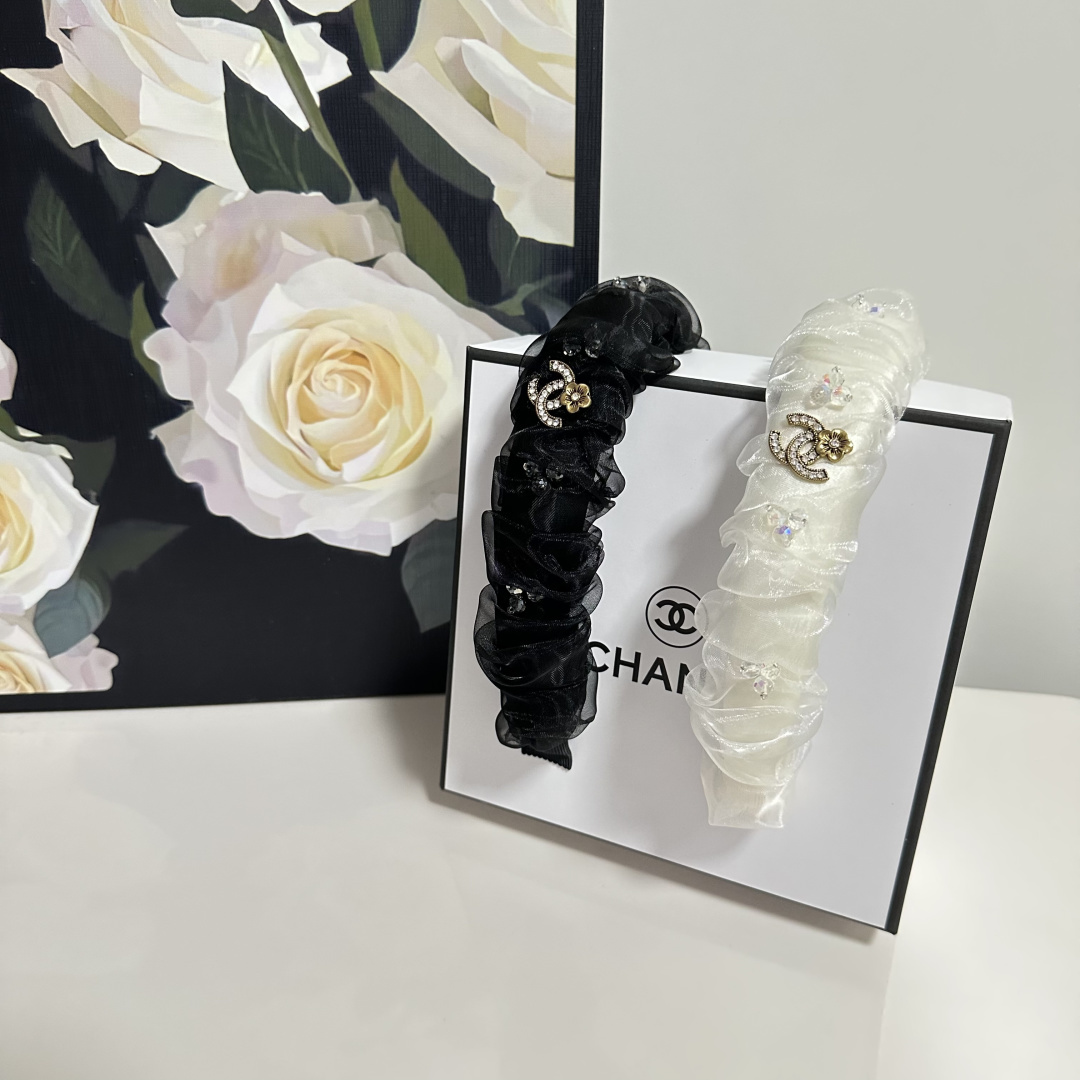 配专柜包装Chanel（香奈儿）最新纱面发箍小仙女快入手特殊材质 不嘞头可盐可甜～
