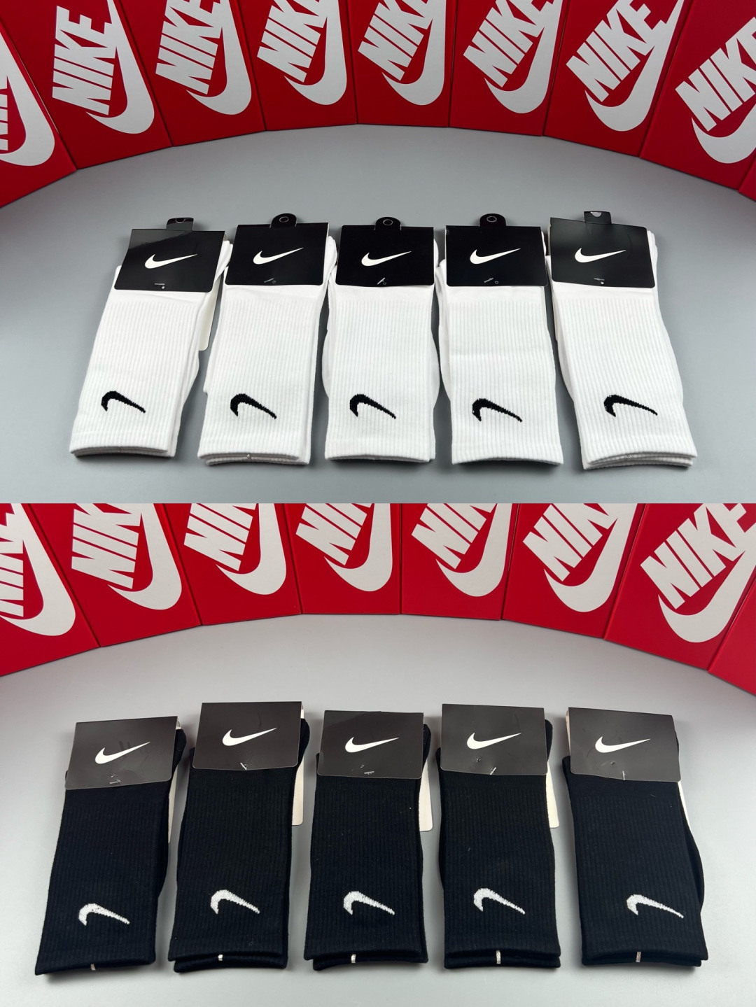 💛配包装 NIKE（耐克）新款经典中长款堆堆袜袜子！一盒五双， 专柜同步筒袜袜子，💛大牌出街，潮人必备。超好搭。