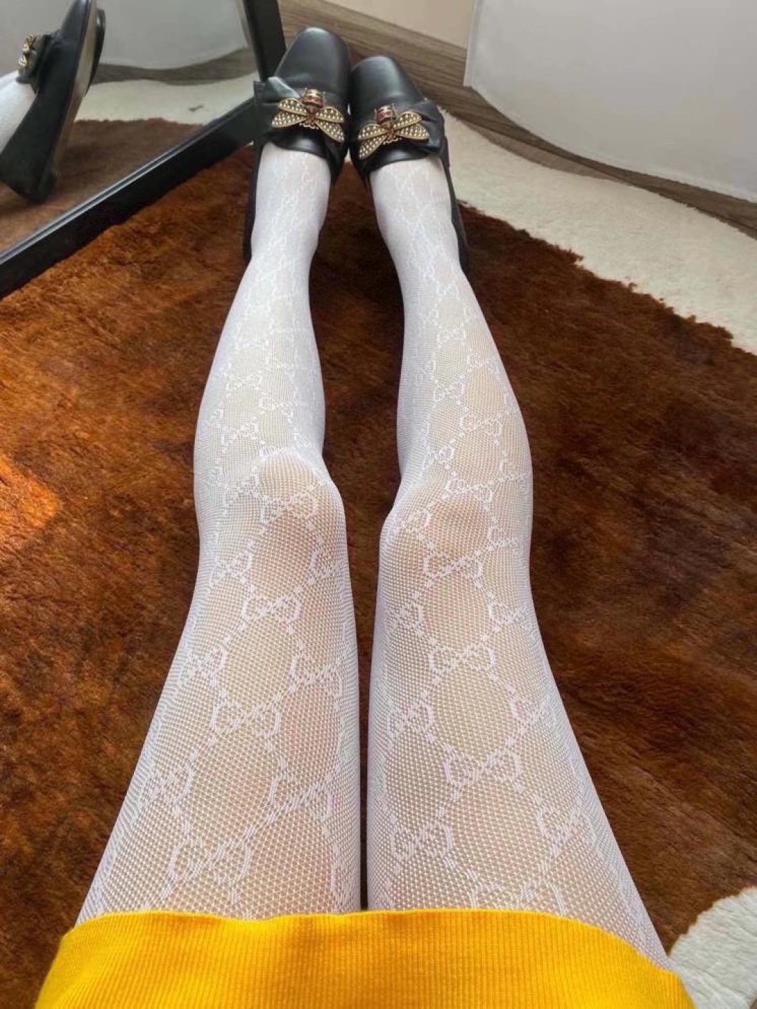 配包装 官网同款GUCCI（古奇）腰部带logo连体网裤，女神丝袜必备单品[调皮][调皮]现货中🎁黑色，白色2色