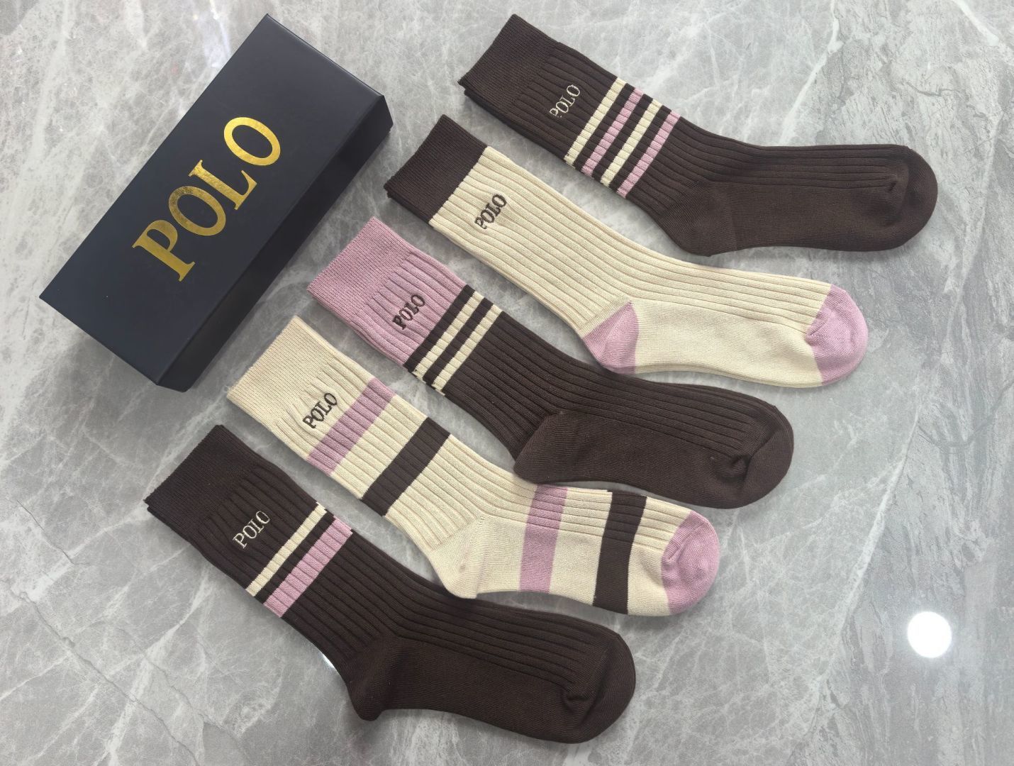 💛配包装 POLO （保罗）新款双针刺绣经典中长筒袜堆堆袜袜子！一盒五双， 专柜同步筒袜袜子，💛大牌出街，潮人必备🔥超好