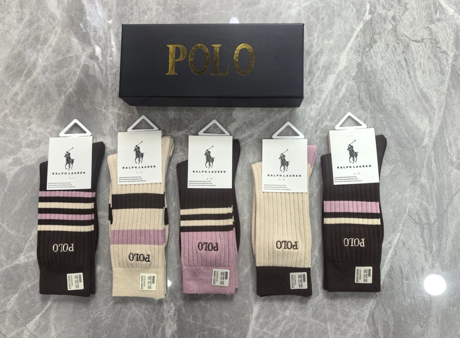 💛配包装 POLO （保罗）新款双针刺绣经典中长筒袜堆堆袜袜子！一盒五双， 专柜同步筒袜袜子，💛大牌出街，潮人必备🔥超好