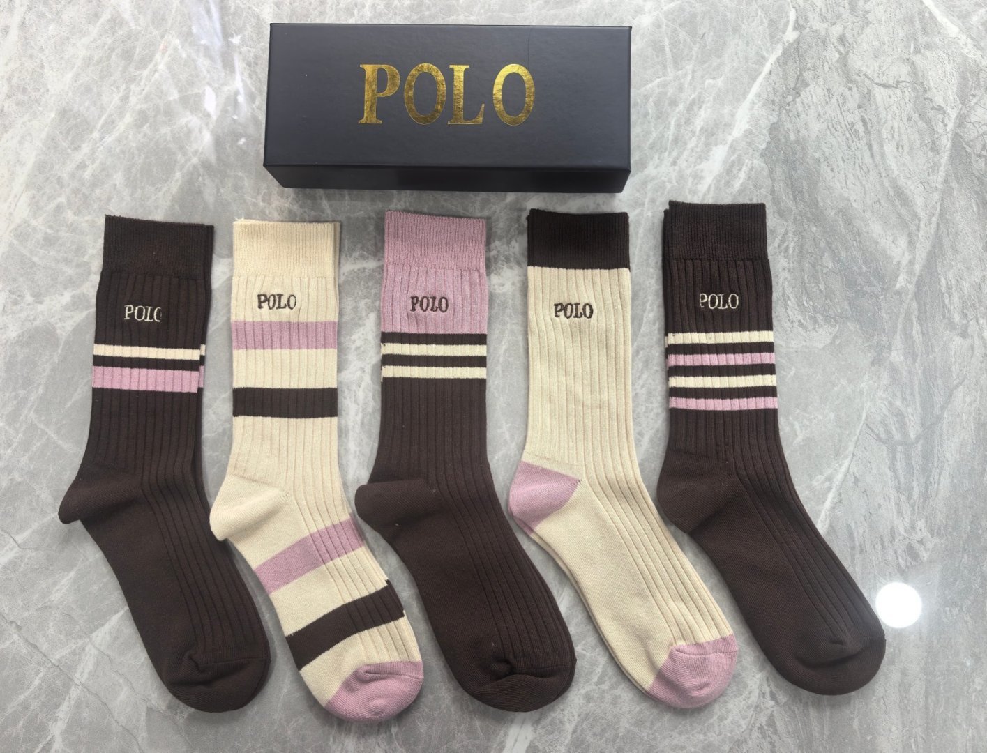 💛配包装 POLO （保罗）新款双针刺绣经典中长筒袜堆堆袜袜子！一盒五双， 专柜同步筒袜袜子，💛大牌出街，潮人必备🔥超好