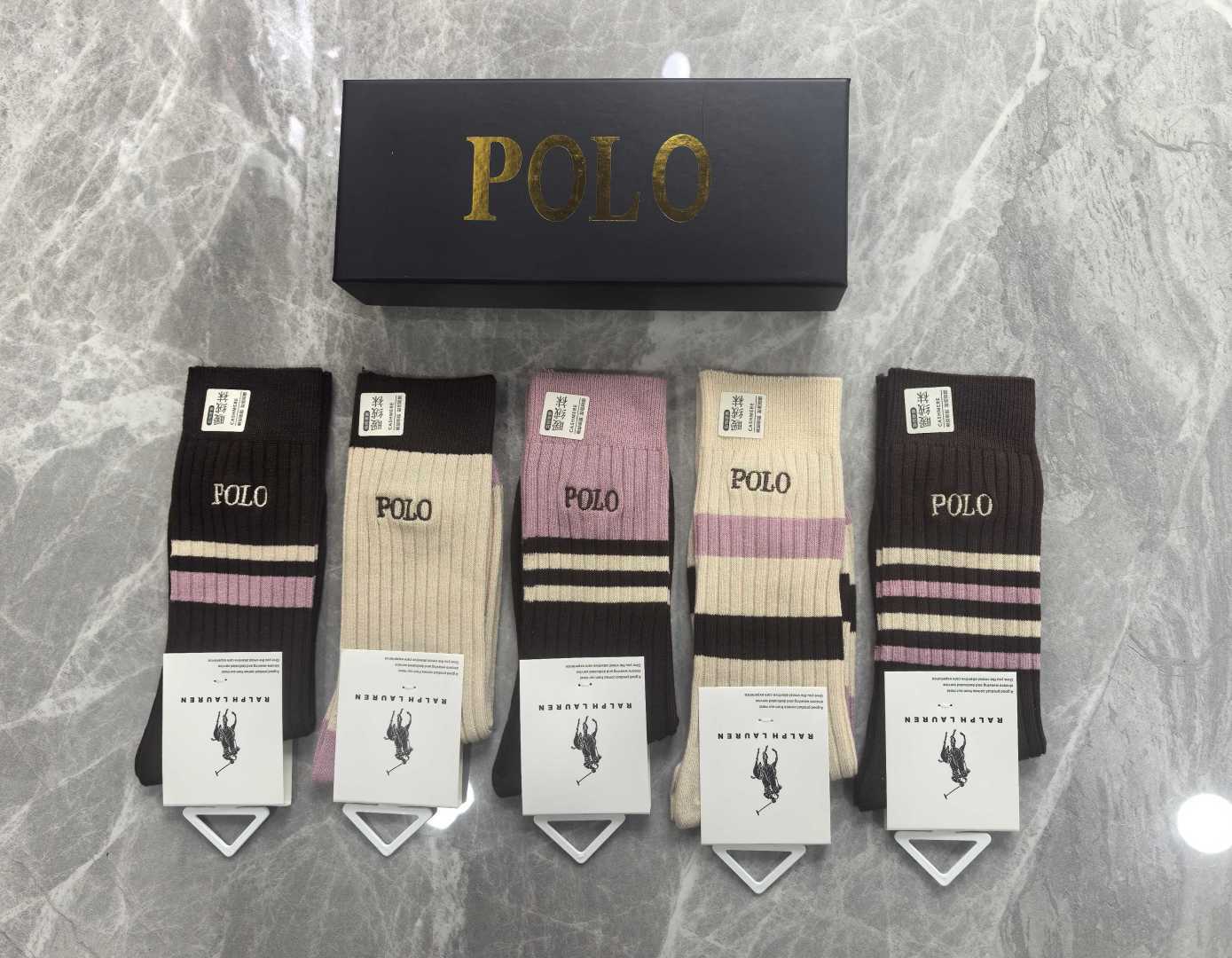 💛配包装 POLO （保罗）新款双针刺绣经典中长筒袜堆堆袜袜子！一盒五双， 专柜同步筒袜袜子，💛大牌出街，潮人必备🔥超好