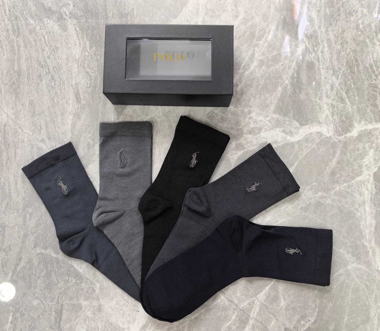 💛配包装 POLO （保罗）新款刺绣经典中长筒袜堆堆袜袜子！一盒五双， 专柜同步筒袜袜子，💛大牌出街，潮人必备🔥超好搭。