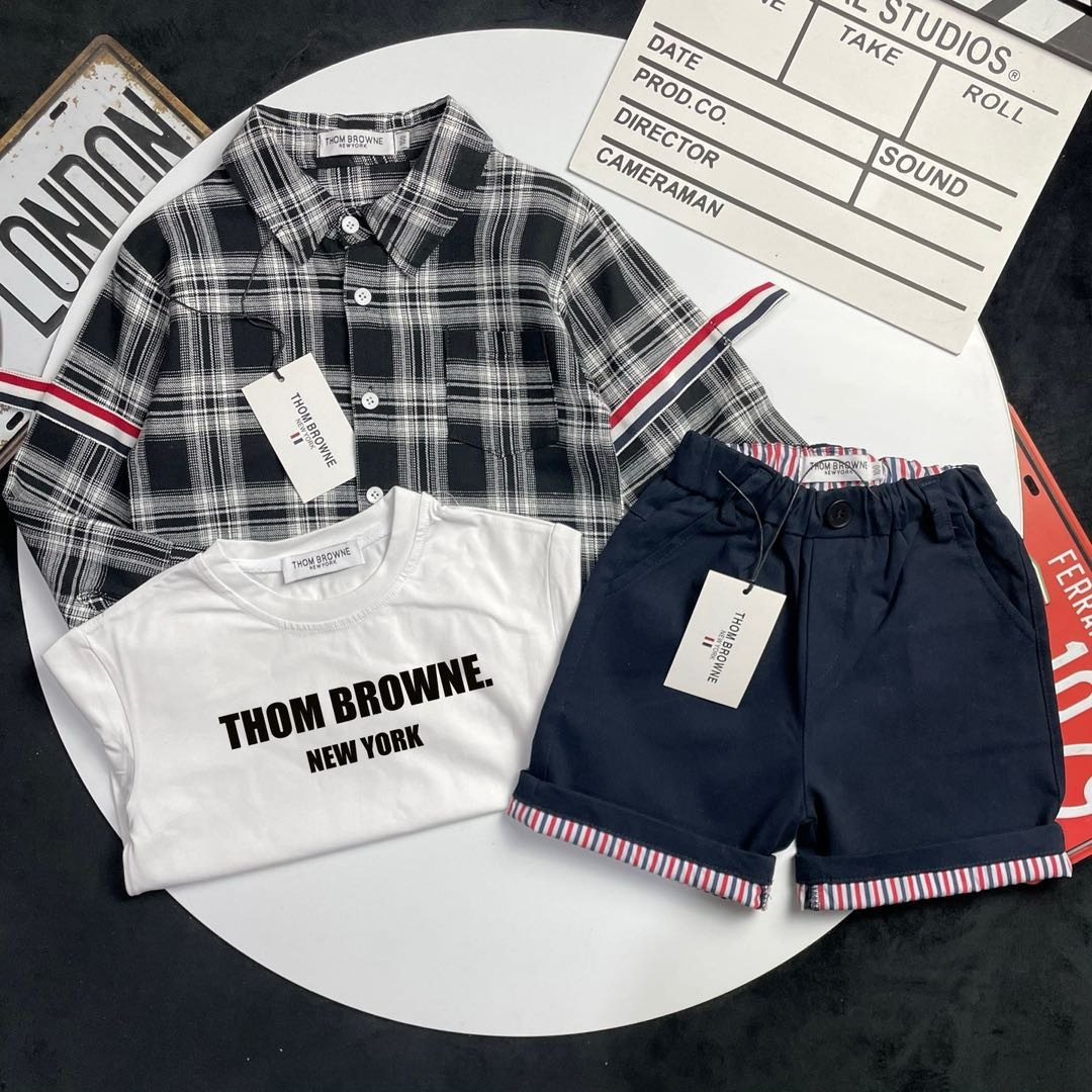 🌐TB ♻️ Conjunto de tres piezas (100-160) ♻️Camisa ♻️Pantalones cortos ♻️Camiseta ♻️Camiseta larga ♻️Tallas: 100-160 (c…