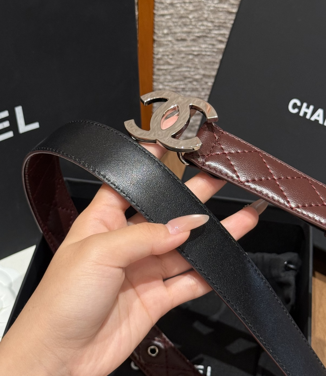 샤넬 퀼팅 램스킨 더블 C 메탈 버클 벨트 상세 이미지 8
