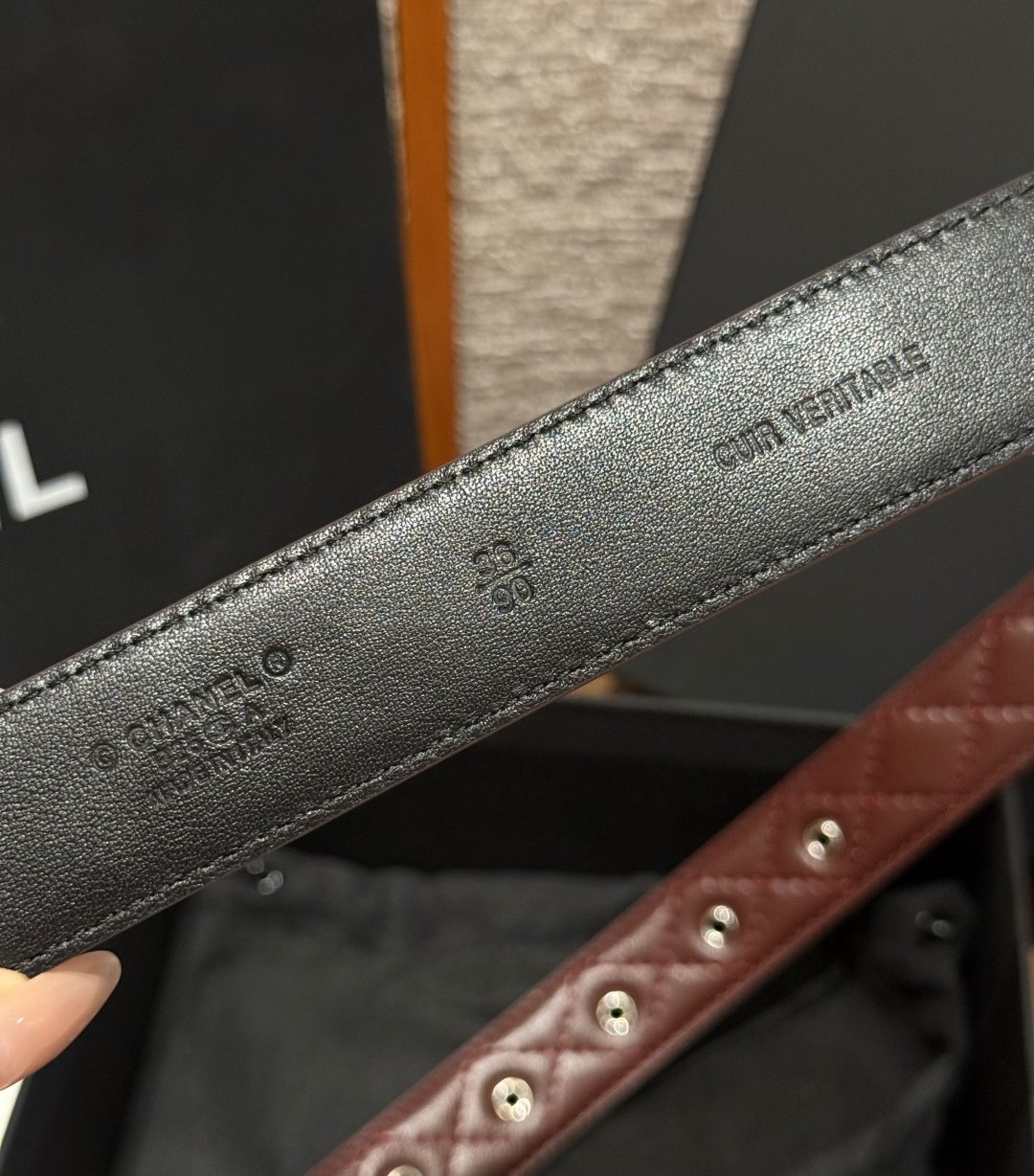 샤넬 퀼팅 램스킨 더블 C 메탈 버클 벨트 상세 이미지 6