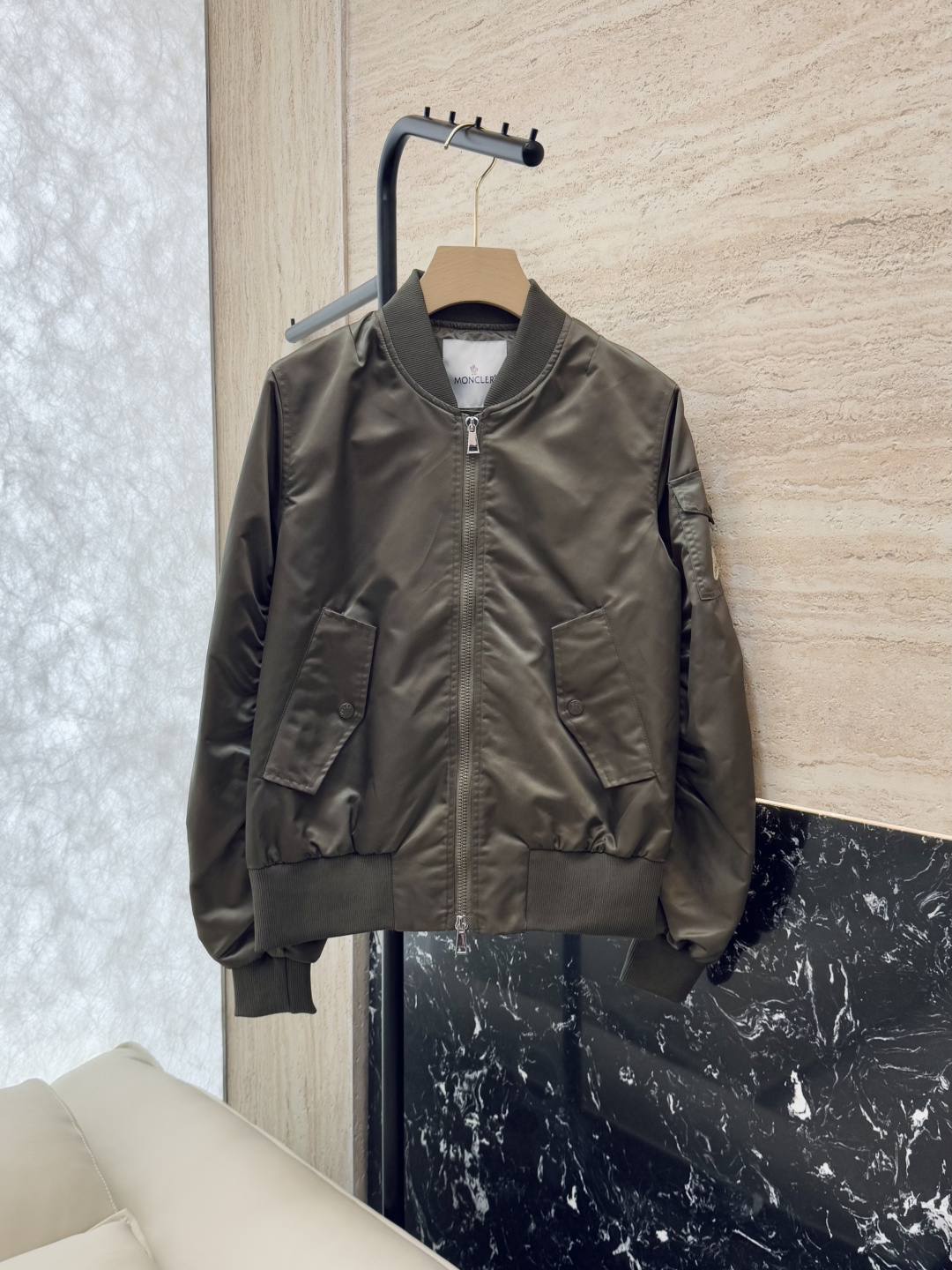M2328#新款外套🌾Mon 蒙口 男女同款 拉链款 夹克外套 军绿色 藏青色 1-2-3码
