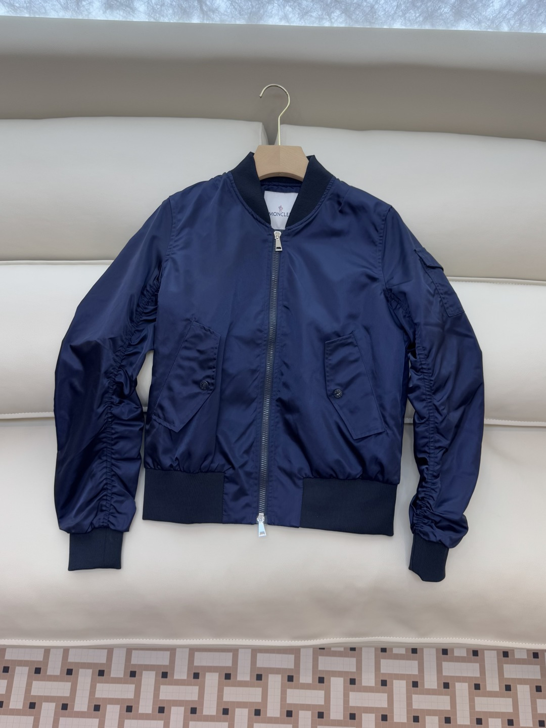 M2328#新款外套🌾Mon 蒙口 男女同款 拉链款 夹克外套 军绿色 藏青色 1-2-3码