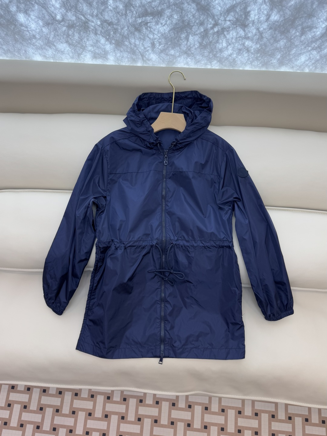 M2376#新款外套🌾Mon 蒙口 抽绳款 拉链款带帽风衣外套 黑色 米色 藏青色 0-1-2码