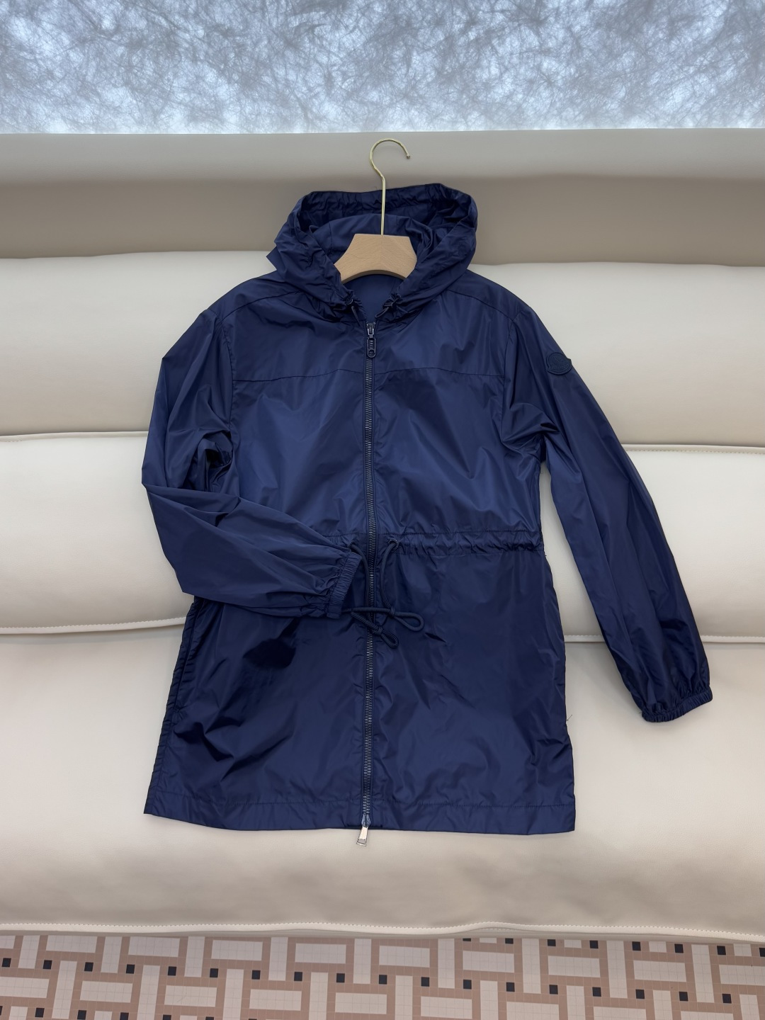 M2376#新款外套🌾Mon 蒙口 抽绳款 拉链款带帽风衣外套 黑色 米色 藏青色 0-1-2码