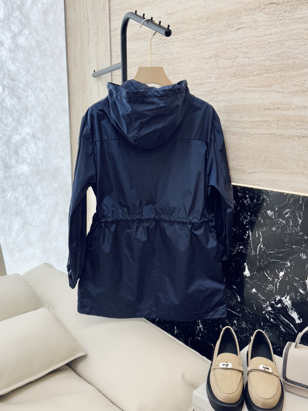 M2376#新款外套🌾Mon 蒙口 抽绳款 拉链款带帽风衣外套 黑色 米色 藏青色 0-1-2码