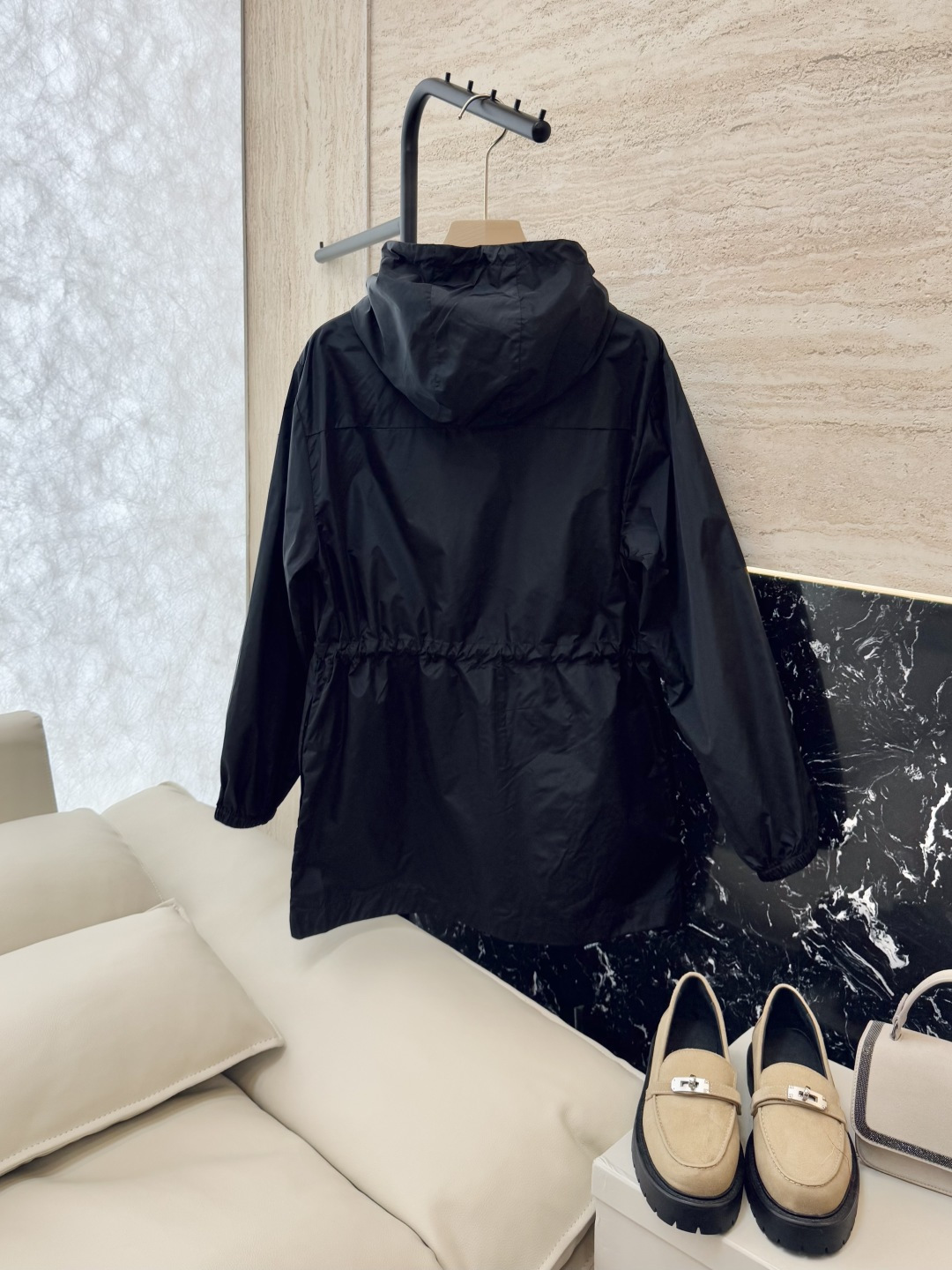 M2376#新款外套🌾Mon 蒙口 抽绳款 拉链款带帽风衣外套 黑色 米色 藏青色 0-1-2码