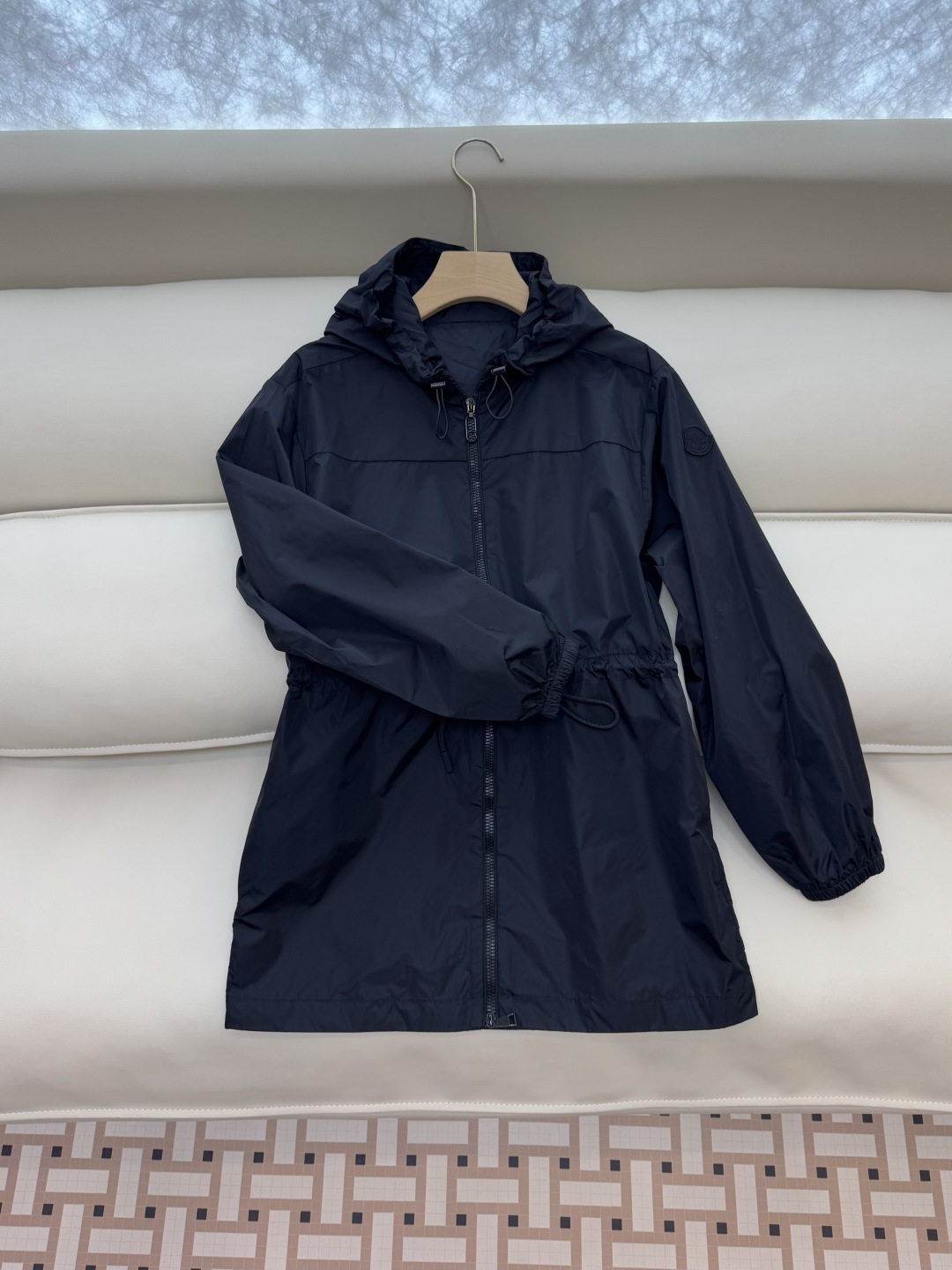 M2376#新款外套🌾Mon 蒙口 抽绳款 拉链款带帽风衣外套 黑色 米色 藏青色 0-1-2码