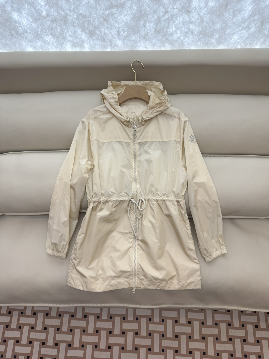 M2376#新款外套🌾Mon 蒙口 抽绳款 拉链款带帽风衣外套 黑色 米色 藏青色 0-1-2码