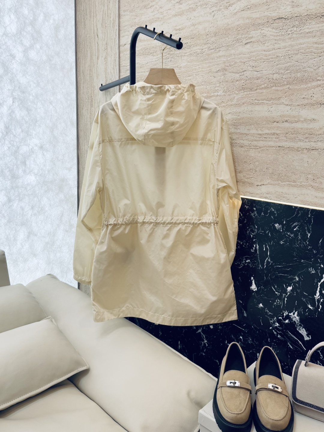 M2376#新款外套🌾Mon 蒙口 抽绳款 拉链款带帽风衣外套 黑色 米色 藏青色 0-1-2码