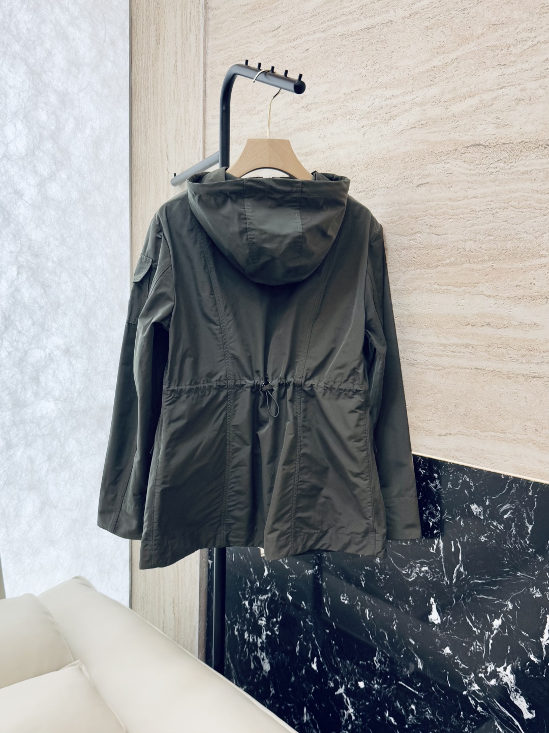 M2362#新款外套PMon 蒙口 显瘦拉链款带帽 外套 军绿色 卡其 粉色 1-2-3码