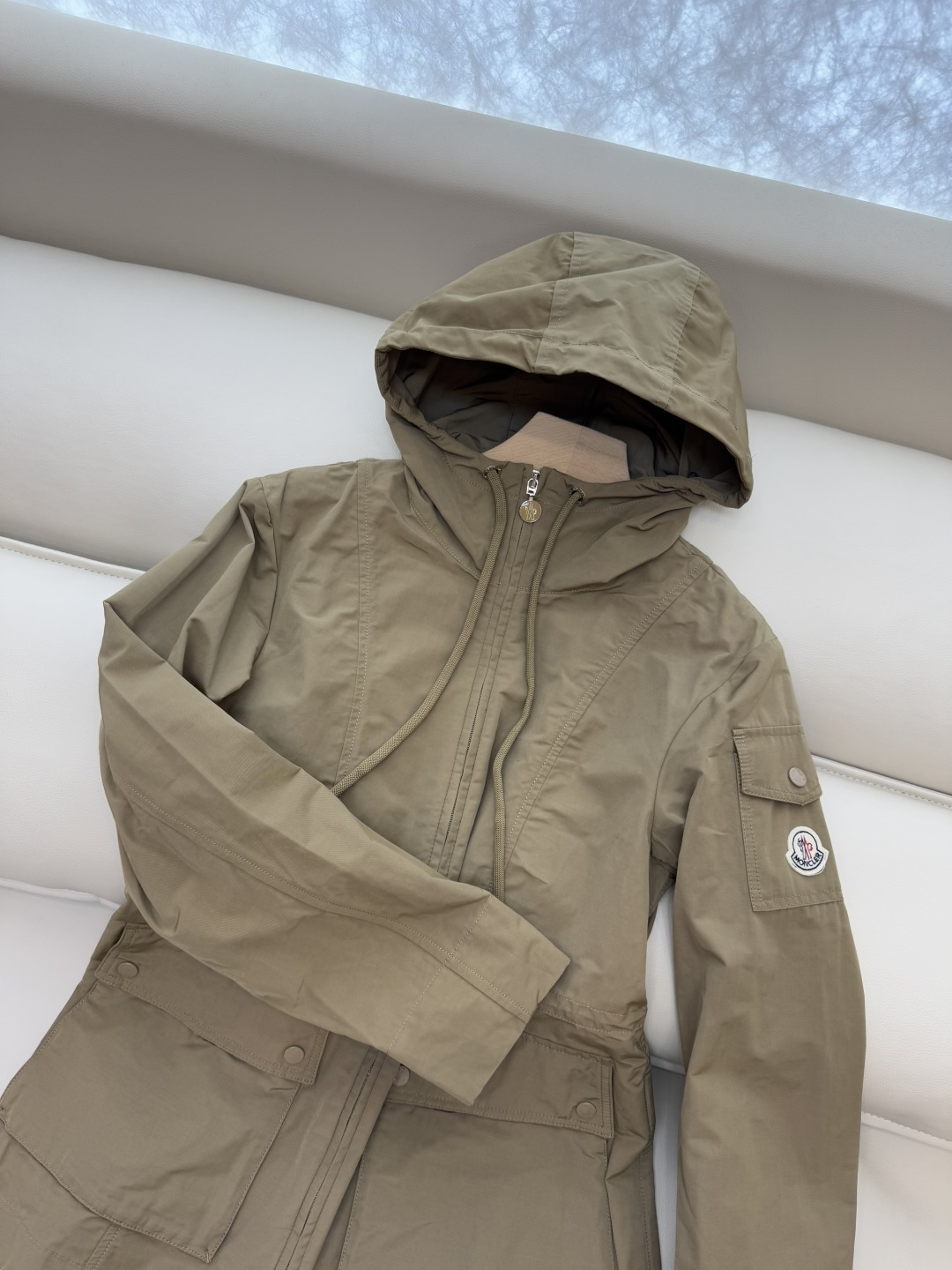 M2362#新款外套PMon 蒙口 显瘦拉链款带帽 外套 军绿色 卡其 粉色 1-2-3码