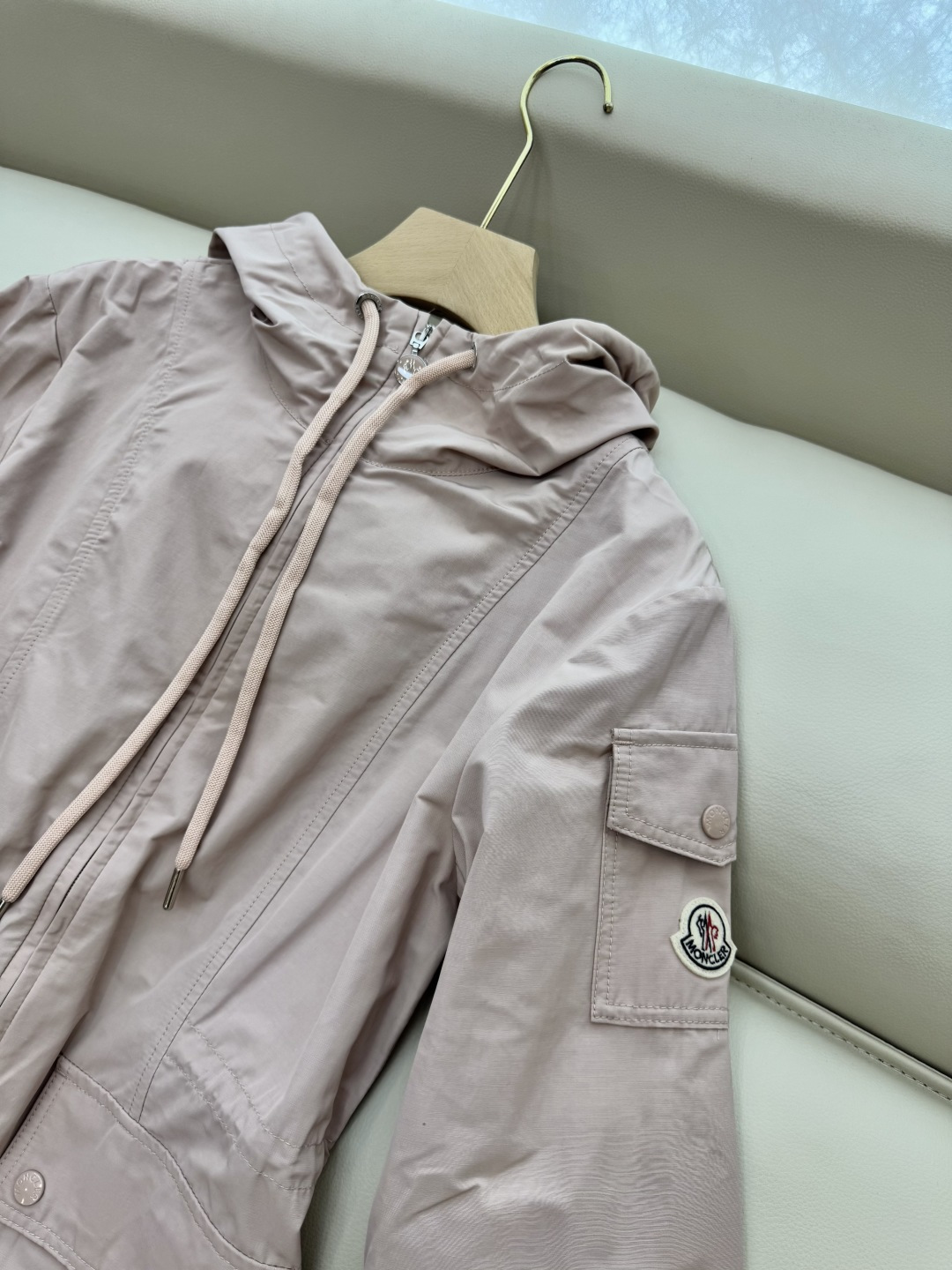 M2362#新款外套PMon 蒙口 显瘦拉链款带帽 外套 军绿色 卡其 粉色 1-2-3码