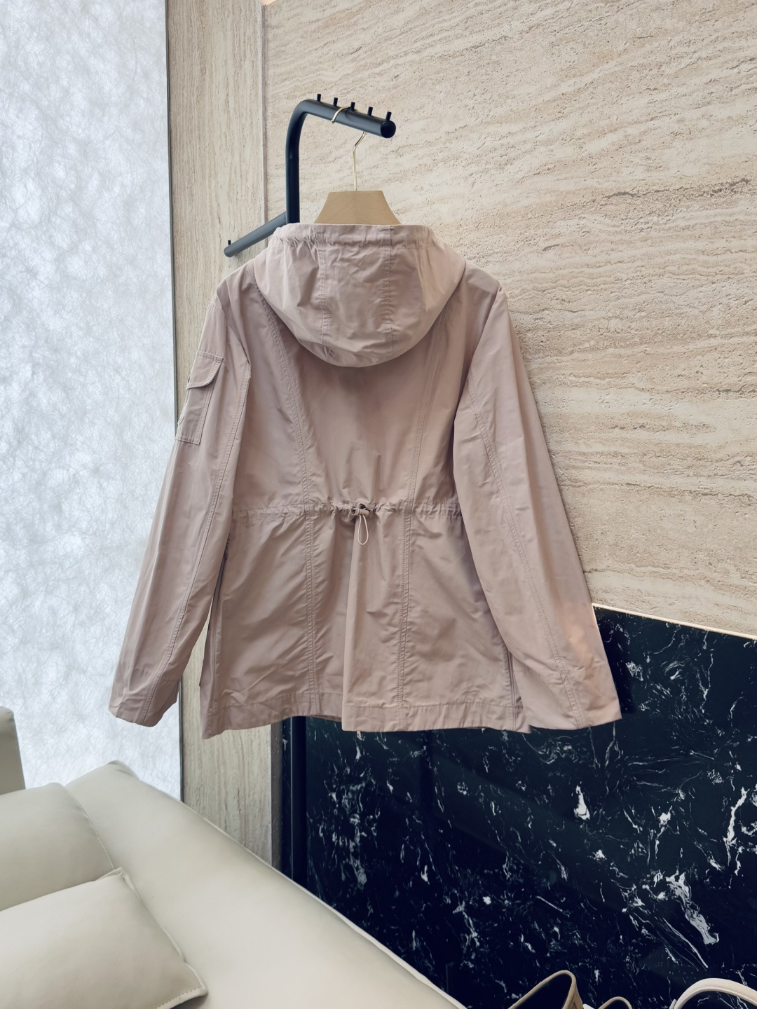 M2362#新款外套PMon 蒙口 显瘦拉链款带帽 外套 军绿色 卡其 粉色 1-2-3码