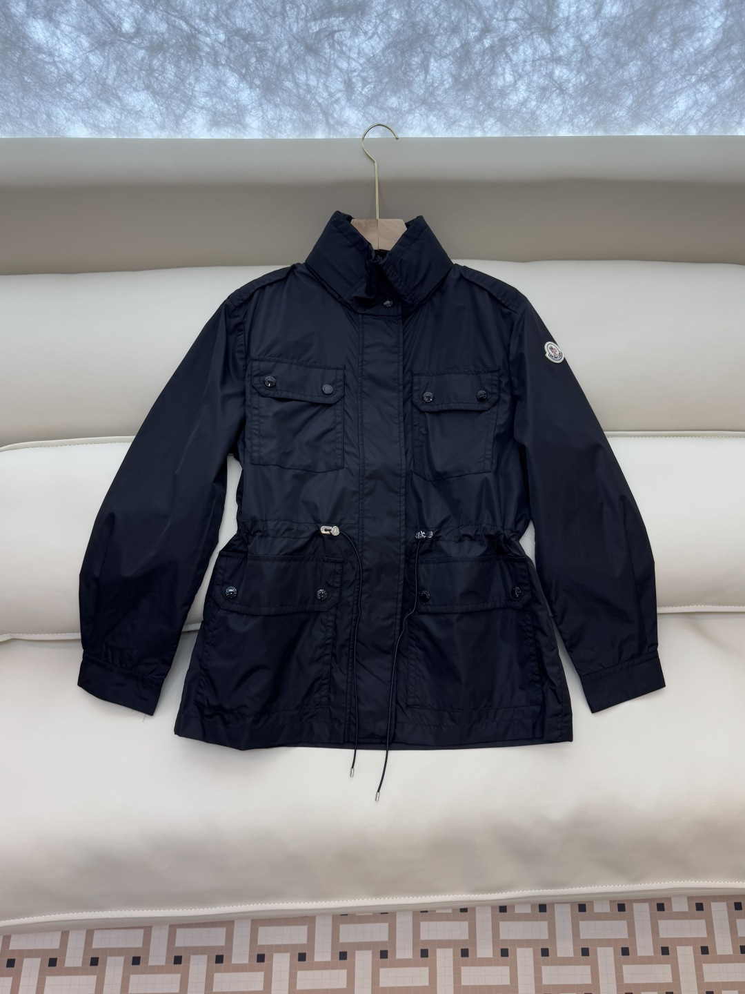 M2331#新款外套🌾Mon 蒙口 显瘦立领短外套 黑色 军绿色 1-2-3码