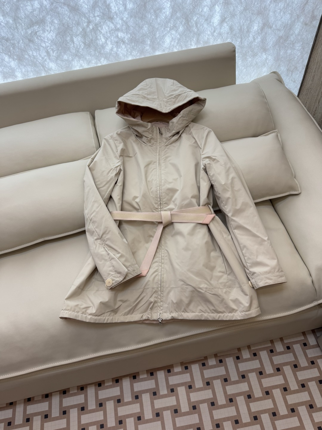 M2202#新款风衣🌾LP 顶级版 两面穿 带帽风衣 粉色 38/40 /42