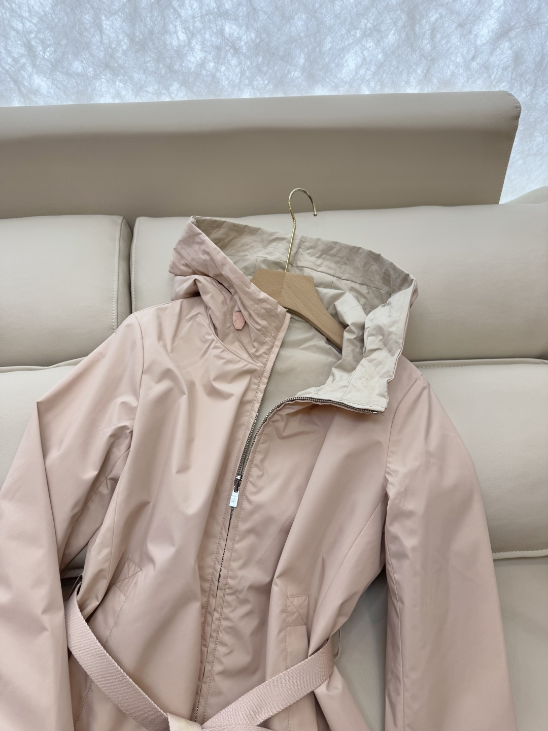 M2202#新款风衣🌾LP 顶级版 两面穿 带帽风衣 粉色 38/40 /42