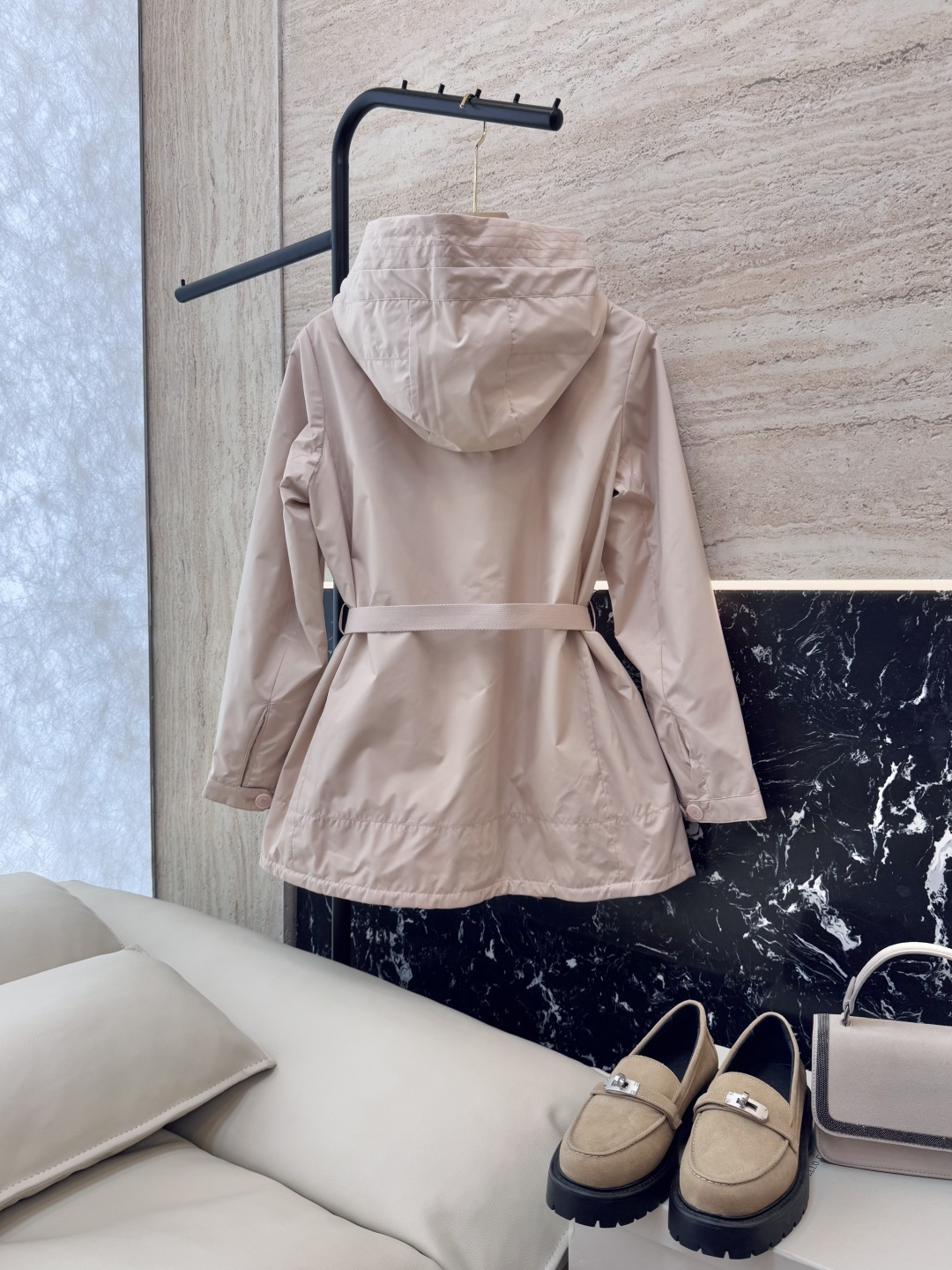 M2202#新款风衣🌾LP 顶级版 两面穿 带帽风衣 粉色 38/40 /42