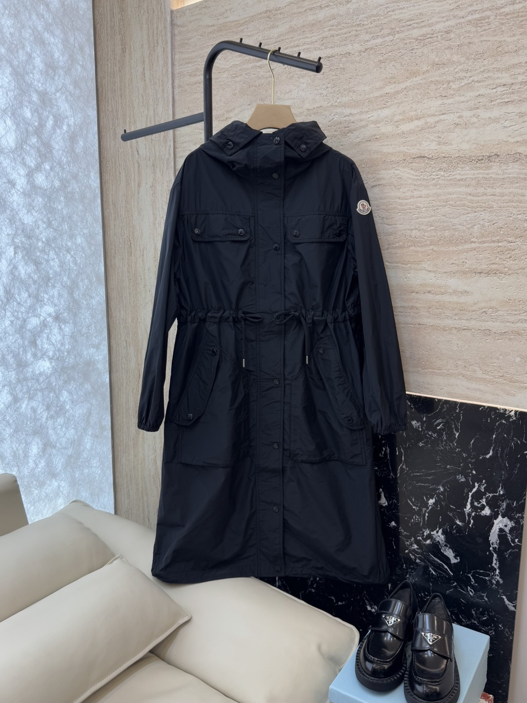 NO:319314,M2365# new windbreaker Mon masked windproof slimming Long windbreaker Black beige gray size 1-2-3, Moncler, alexander wang19860909M2365#新款风衣 Mon蒙口 防风显瘦 长款风衣 黑色 米灰色 1-2-3码,,Moncler,alexander wang,Women's clothing