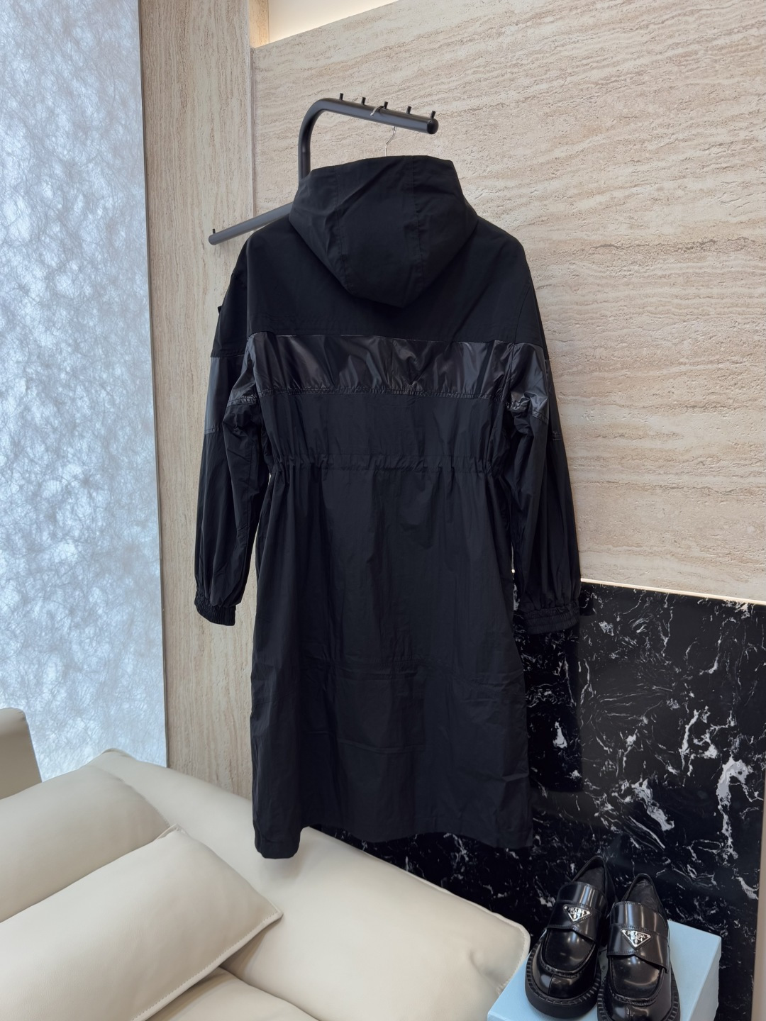 M2351#新款风衣🌾Mon蒙口 防风显瘦 长款风衣 黑色 1-2-3码