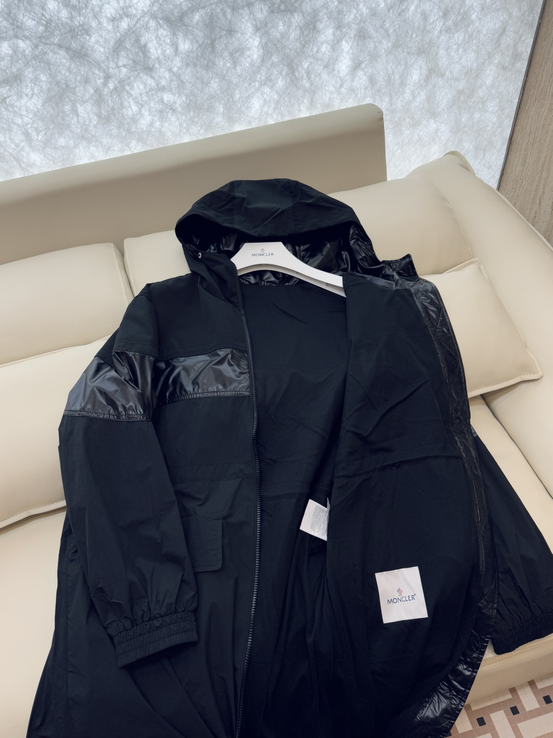 M2351#新款风衣🌾Mon蒙口 防风显瘦 长款风衣 黑色 1-2-3码