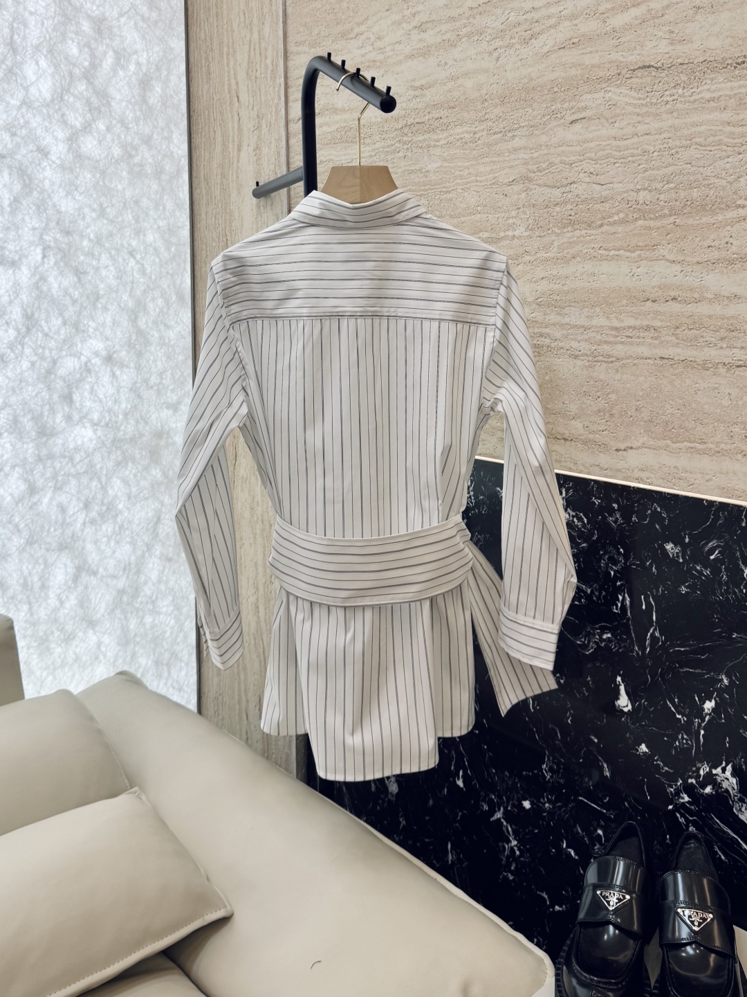BUR Striped Print Nylon Cotton Slim Fit Wide Belt Shirt for Women 3 cmp i1739698324142 9306 0 1