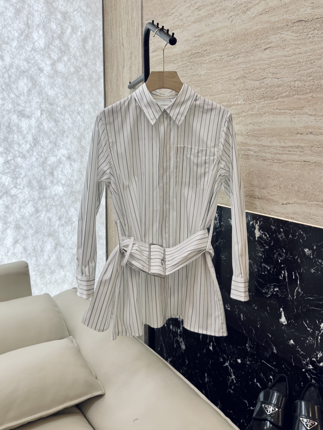BUR Striped Print Nylon Cotton Slim Fit Wide Belt Shirt for Women 2 cmp i1739698324145 677 0 0
