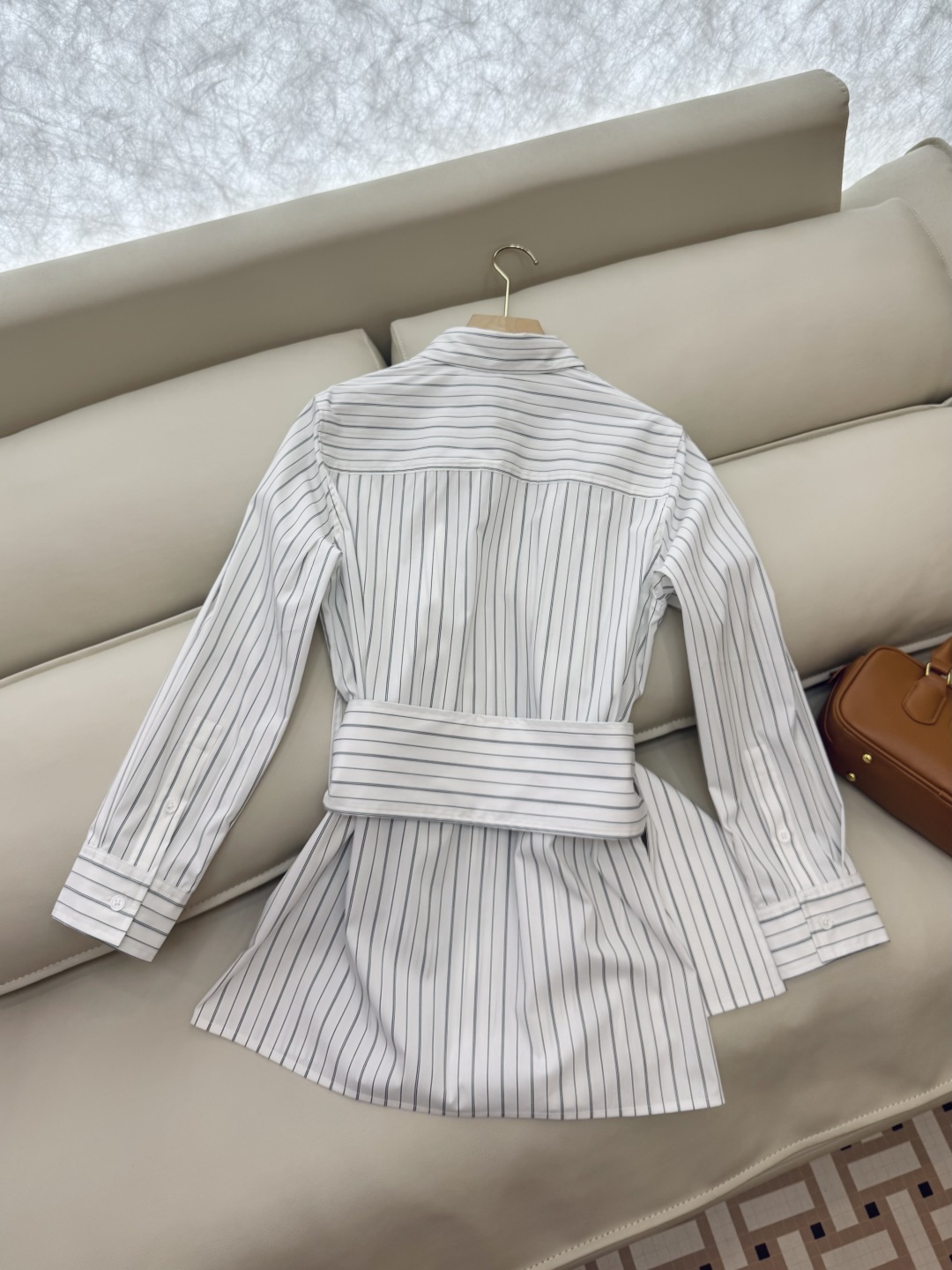 BUR Striped Print Nylon Cotton Slim Fit Wide Belt Shirt for Women 5 cmp i1739698338949 558 0 3