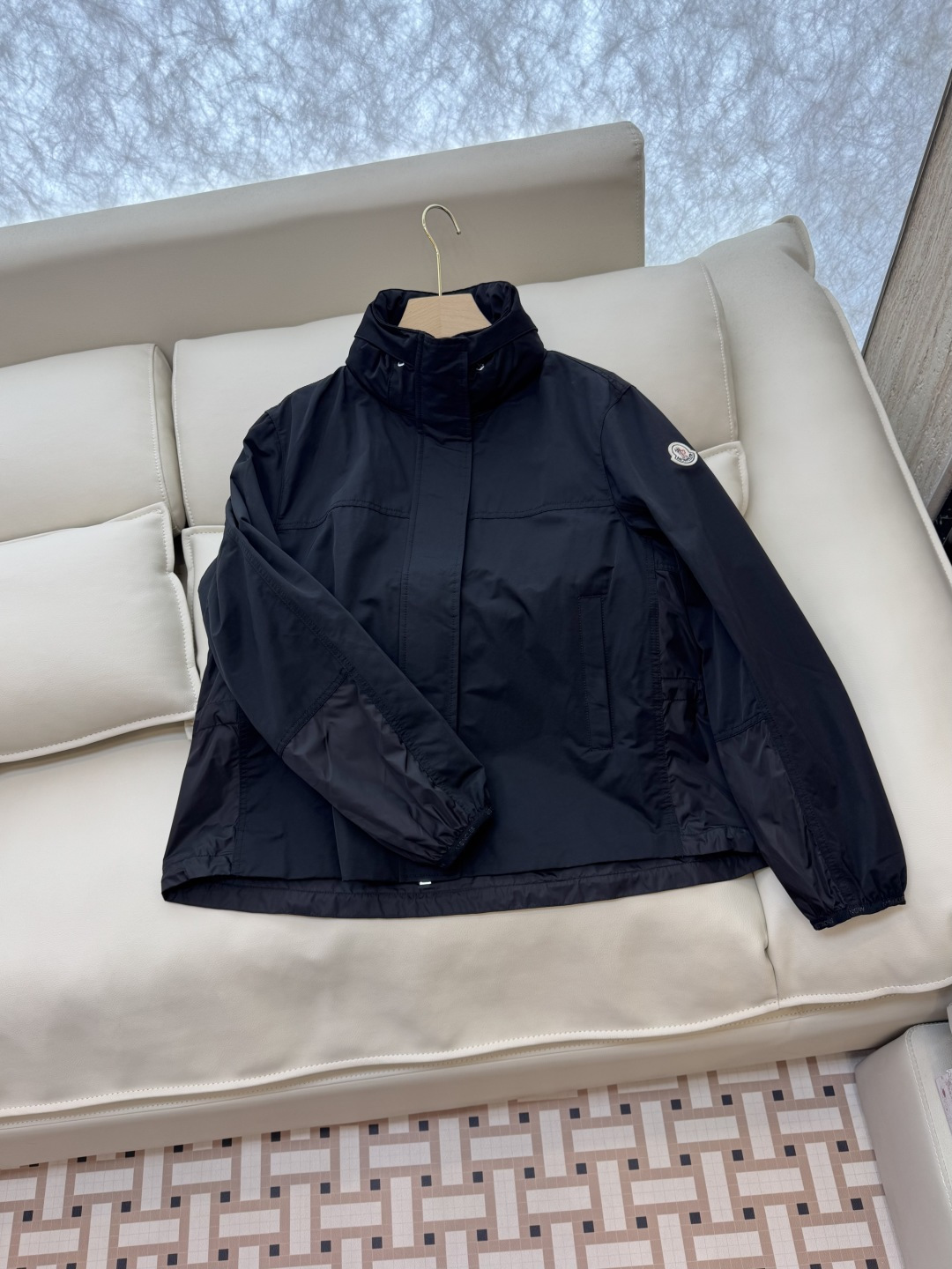 M2364#新款外套🌾Mon蒙口 抽绳设计 长袖拉链款夹克外套 黑色 军绿色 1/2/3码