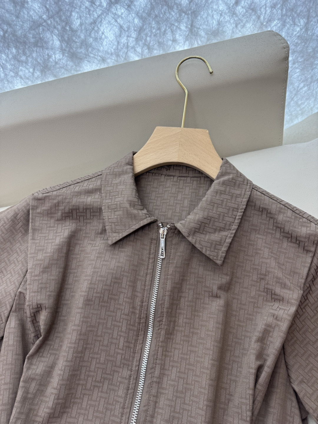 QGL003#新款连衣裙💕Hermes H家 爱马仕 H字母暗纹 短款拉链款 连衣裙 黑色 燕麦咖色 白