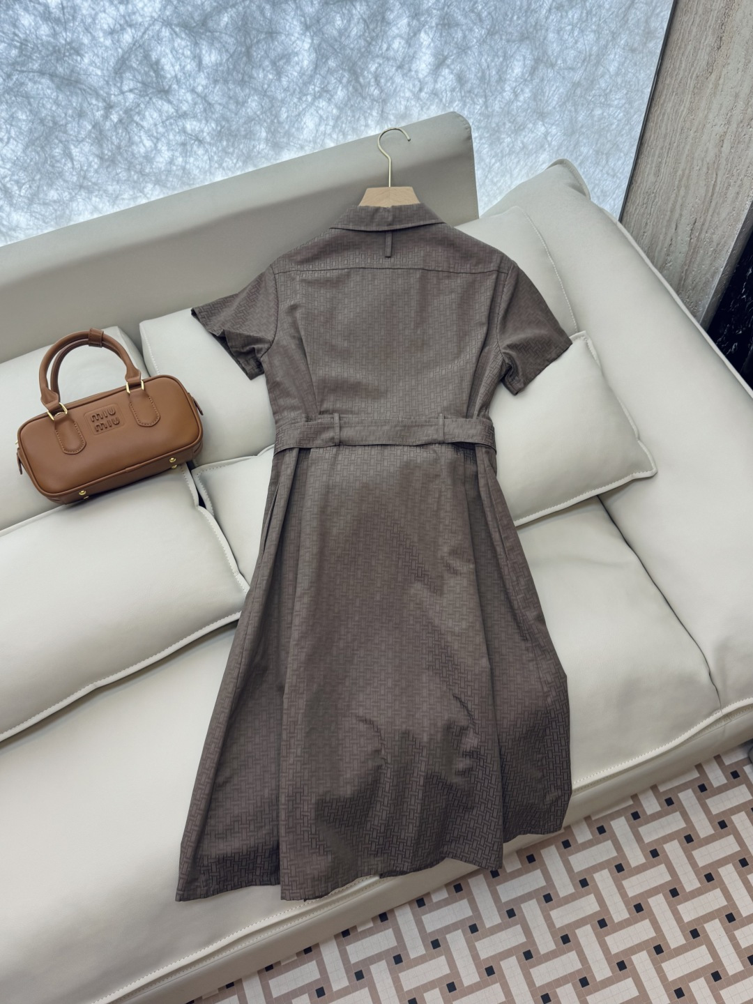 QGL003#新款连衣裙💕Hermes H家 爱马仕 H字母暗纹 短款拉链款 连衣裙 黑色 燕麦咖色 白