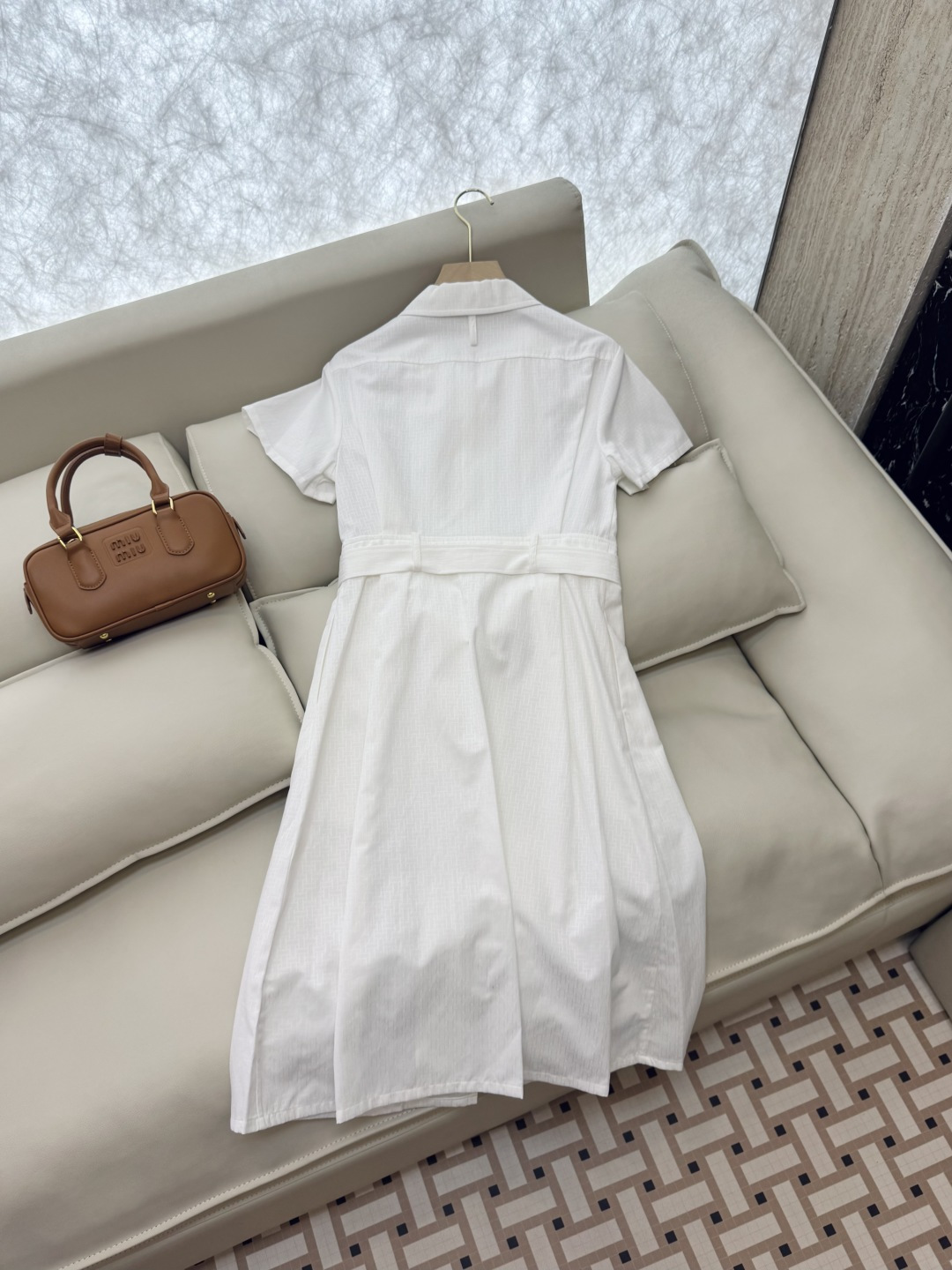 QGL003#新款连衣裙💕Hermes H家 爱马仕 H字母暗纹 短款拉链款 连衣裙 黑色 燕麦咖色 白