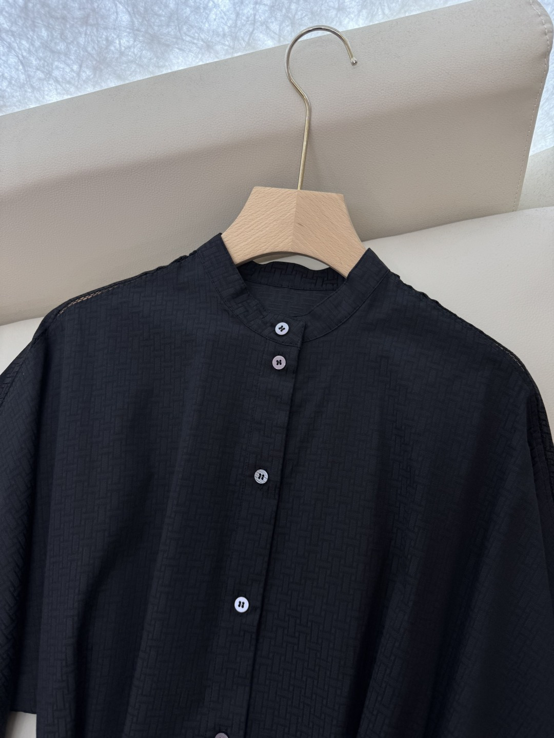 QGL004#新款连衣裙💕Hermes H家 爱马仕 H字母暗纹 短款宽松款连衣裙 黑色 燕麦咖色 白色