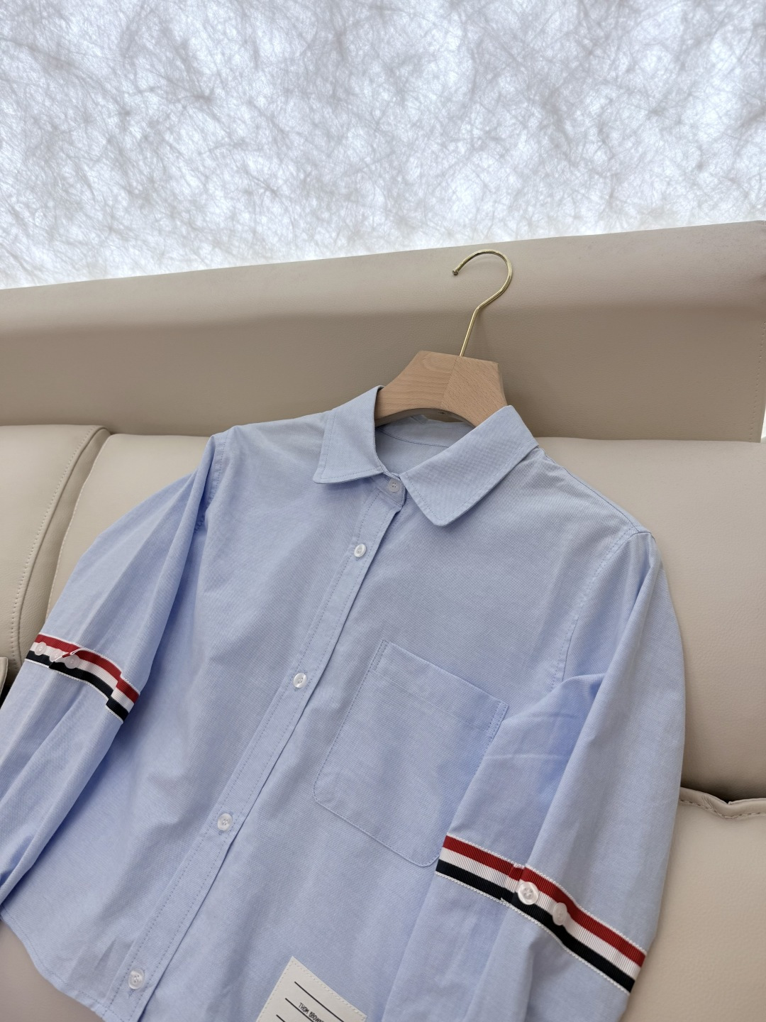 CY021#新款衬衫。TB 红黑杠 极简风 长袖衬衫 白色 蓝色 粉色 SML