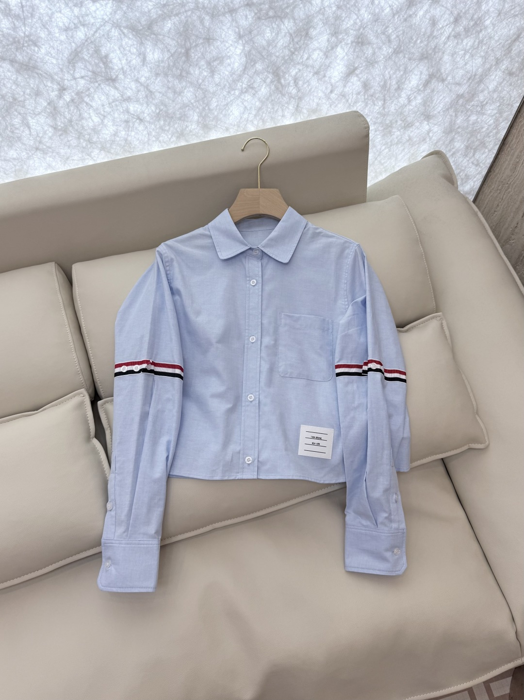 CY021#新款衬衫。TB 红黑杠 极简风 长袖衬衫 白色 蓝色 粉色 SML