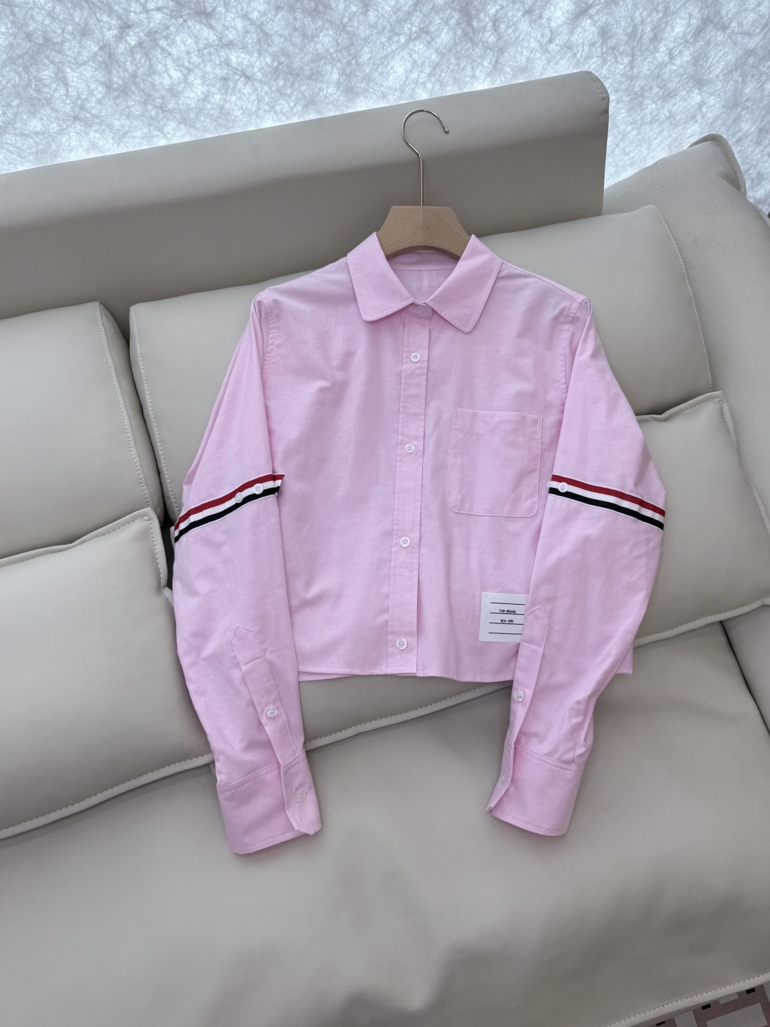 CY021#新款衬衫。TB 红黑杠 极简风 长袖衬衫 白色 蓝色 粉色 SML