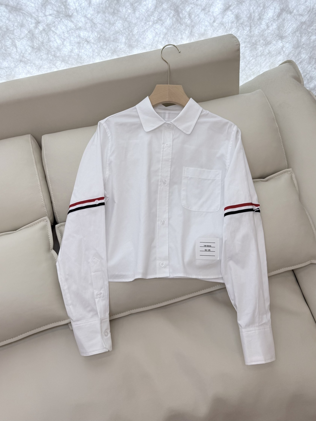 CY021#新款衬衫。TB 红黑杠 极简风 长袖衬衫 白色 蓝色 粉色 SML