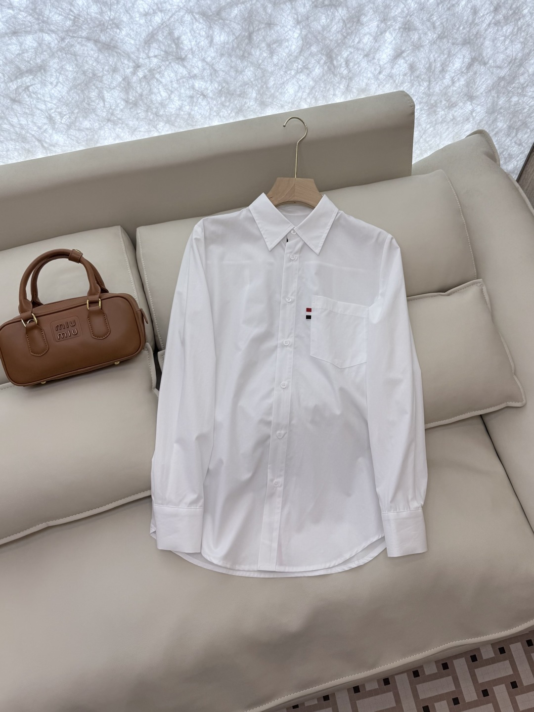 CY020#新款衬衫。TB 红黑杠 极简风 长袖衬衫 白色 SML